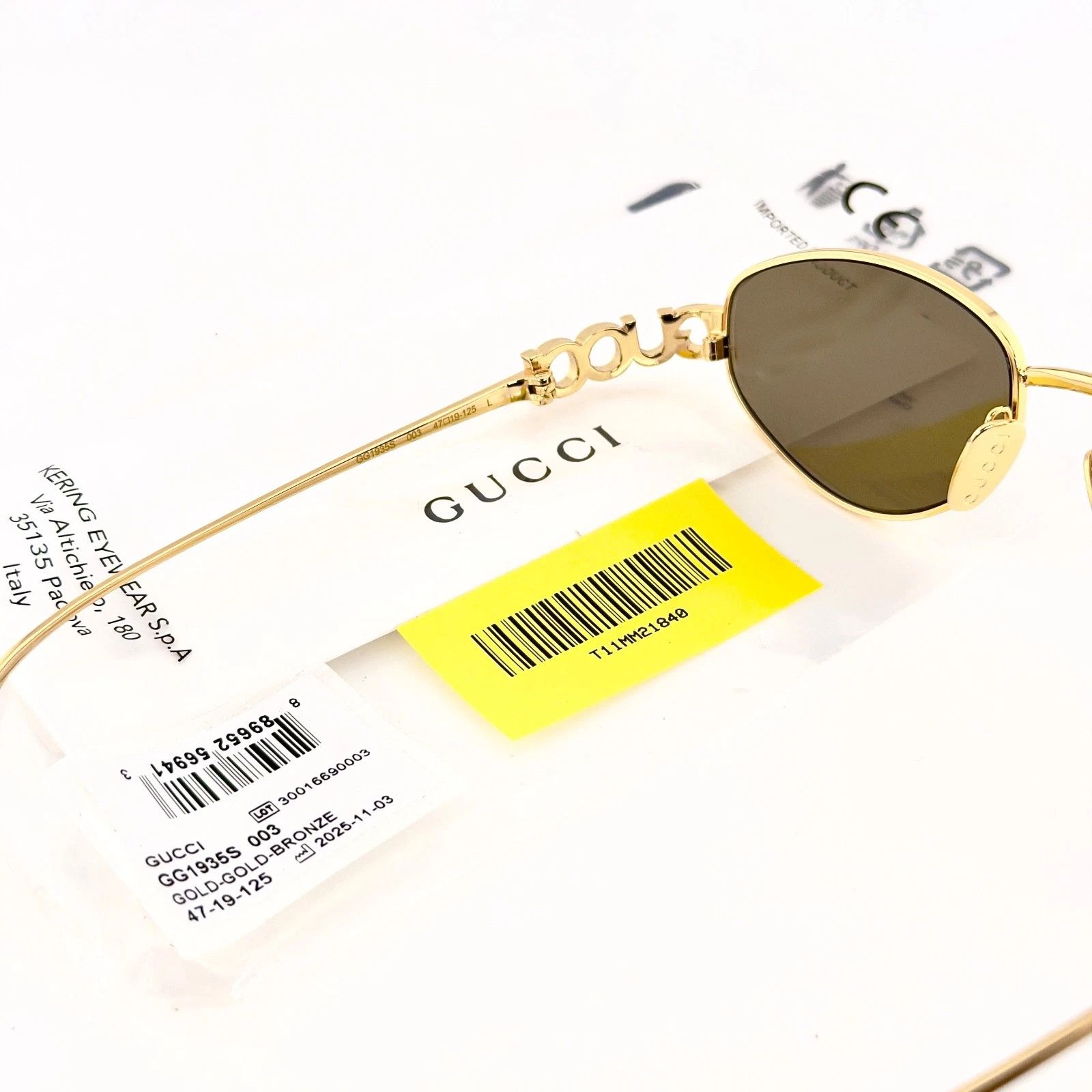 Gucci GUCCI 1935 Gg1935S Gold Bronze Logo Unisex Metal Oval 003 Size ONE SIZE - 6 Thumbnail
