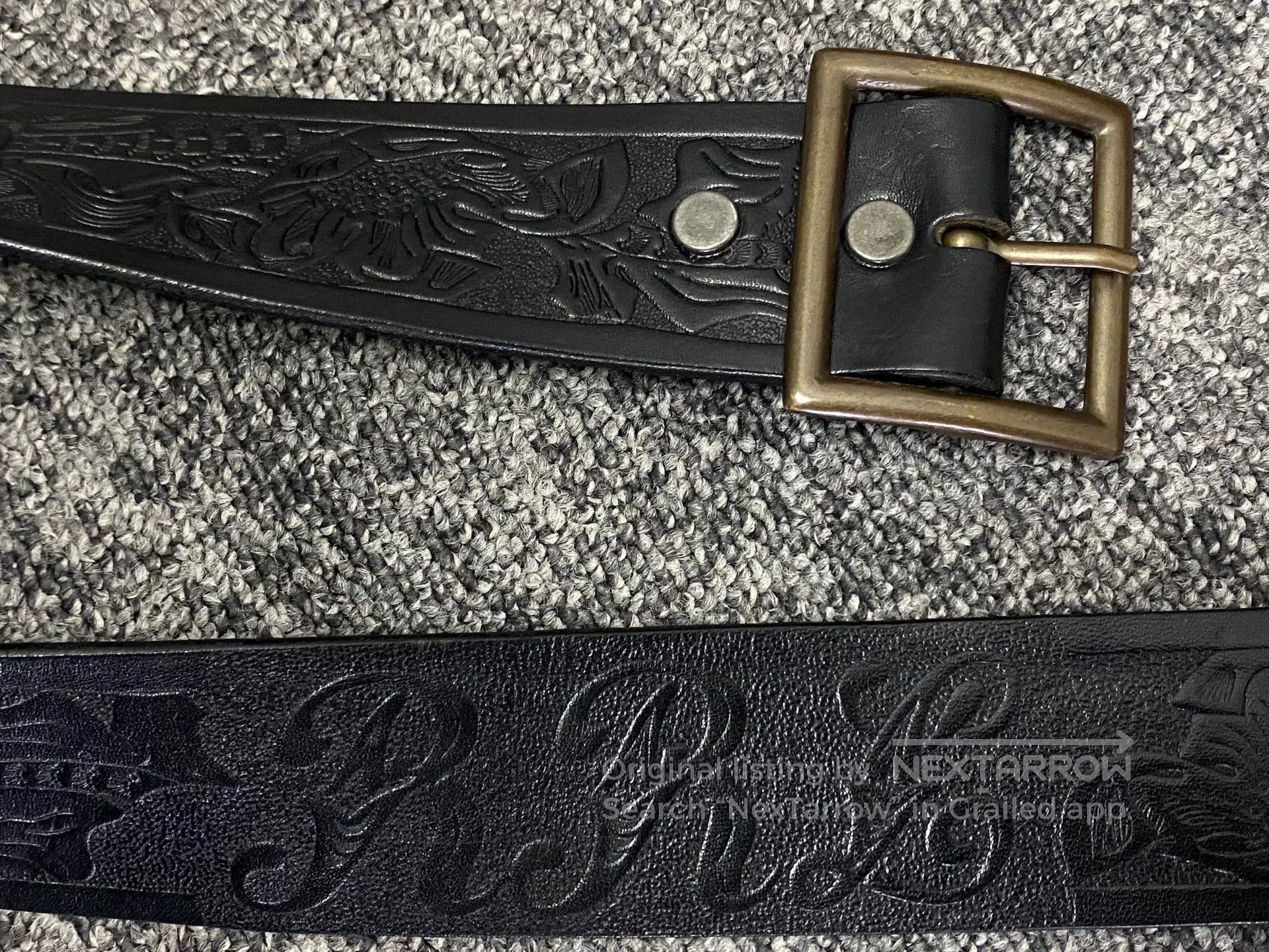 RRL Ralph Lauren premium vintage embossed leather belt. Size ONE SIZE - 2 Thumbnail