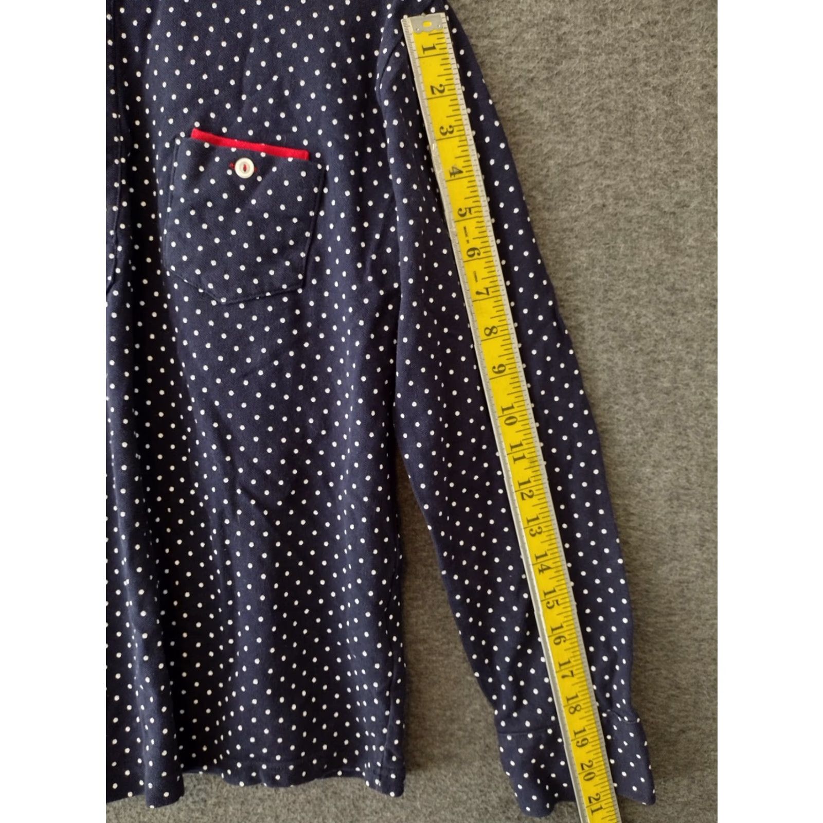 Vintage Jsk Men's XL Polo Shirt Polka Dot Blue/White Regular Fit Long Sleeve Button-Down Collar Casual Size US XL / EU 56 / 4 - 5 Thumbnail