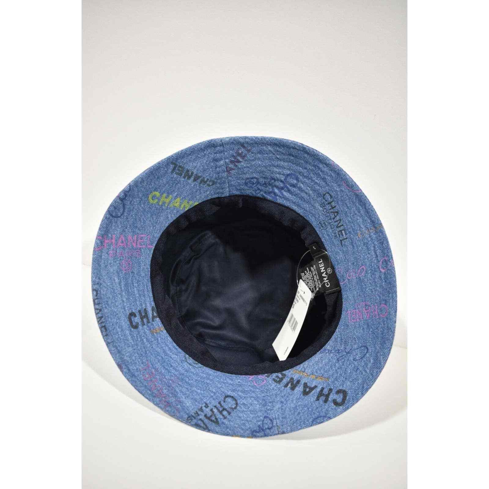 Chanel Chanel Denim Graffiti CC Logo Sun Cloche Bucket Hat Small S Size ONE SIZE - 11 Thumbnail