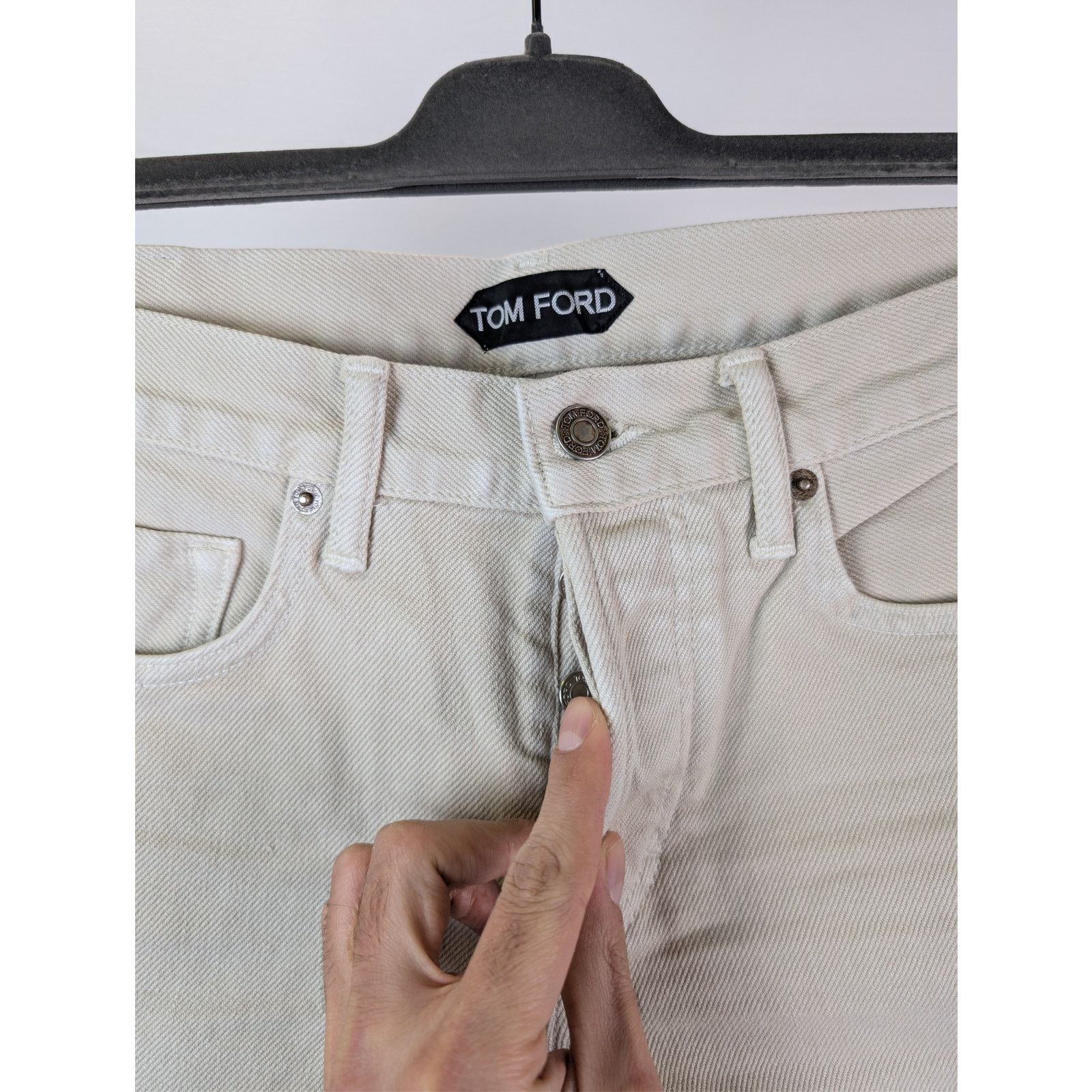 Tom Ford o1rshd1 Slim-Fit Cotton Denim Jeans in Beige Size US 32 / EU 48 - 7 Thumbnail