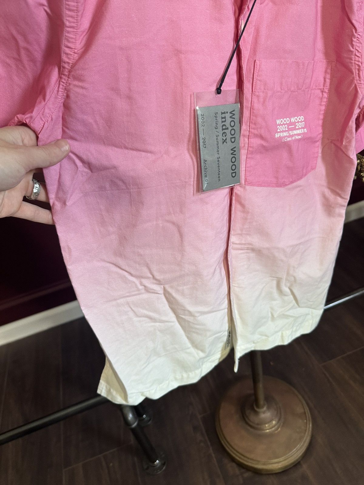 Wood Wood WOOD WOOD Denmark pink gradient S/S shirt w tags Size US S / EU 44-46 / 1 - 3 Thumbnail
