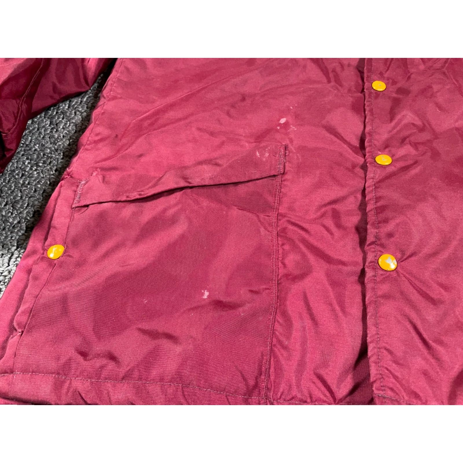 Vintage VTG Nylon Quilted Bomber Jacket Adult XL Red Yellow 80s Trim Snap Button Vintage Mens Jacket Size US XL / EU 56 / 4 - 5 Thumbnail