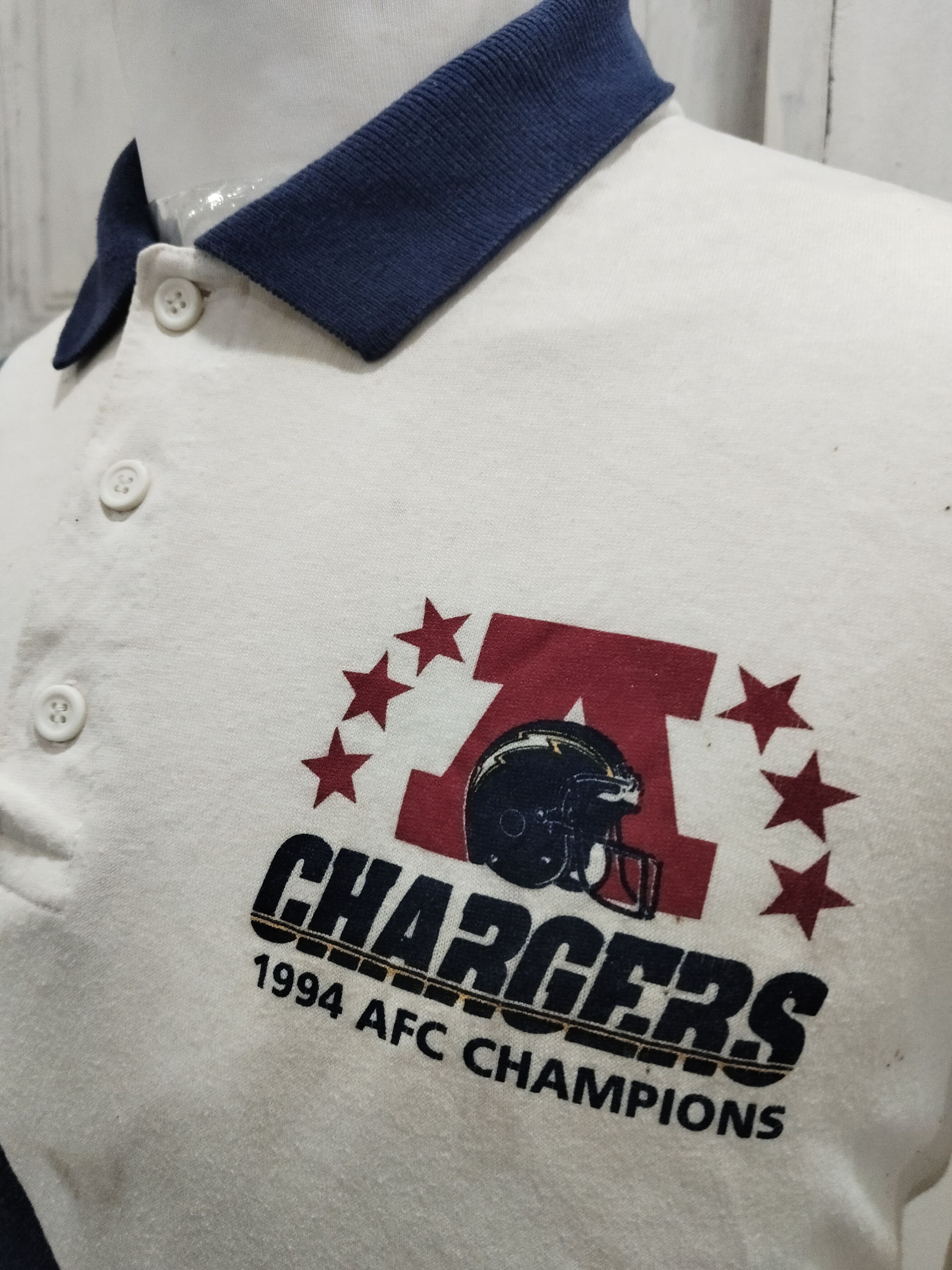 MLB × Vintage Vintage 1994 Chargers AFC Champions Rugby Polo Tshirt Size US XL / EU 56 / 4 - 5 Thumbnail
