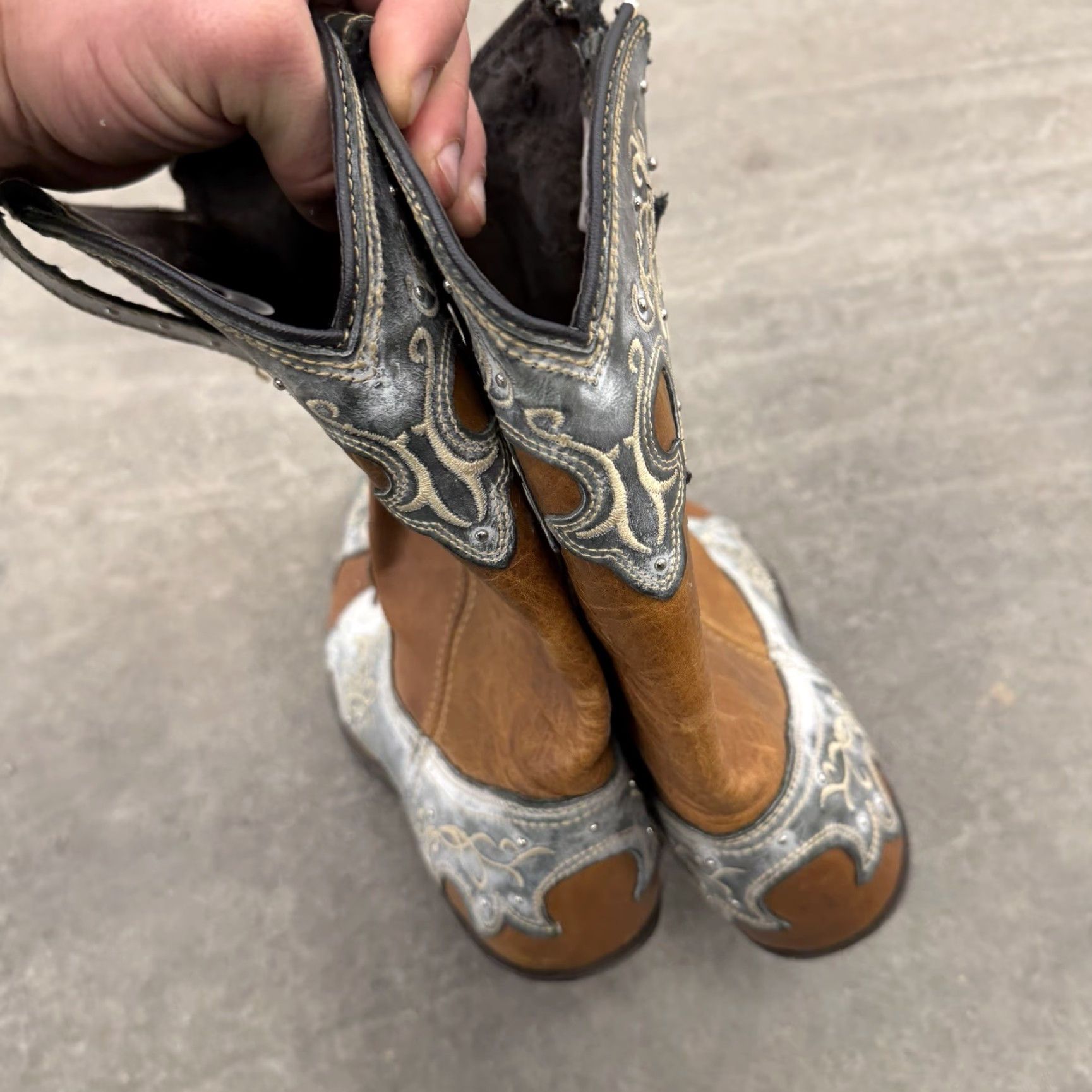 Vintage VINTAGE Rockin Country Women’s Boots Western Cowboy Leather 11M Brown Mid-Calf Leather 42 US 11 Womens - RIP TEAR Size US 11 / IT 41 - 7 Thumbnail