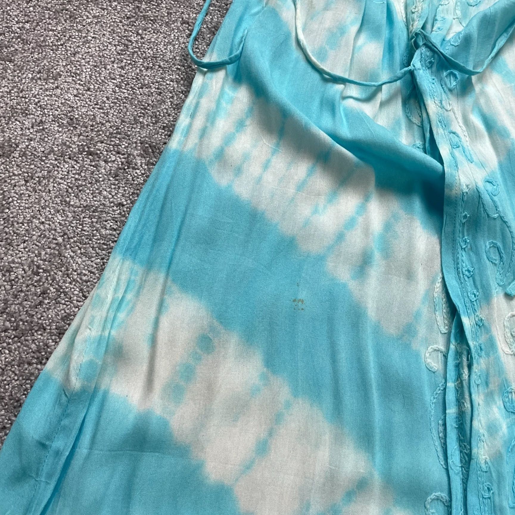 Vintage VINTAGE Exist Swimwear Beach Cover Up Womens One Size Tie Dye Tasseled Rayon Blue Summer Beachwear Size ONE SIZE - 5 Thumbnail
