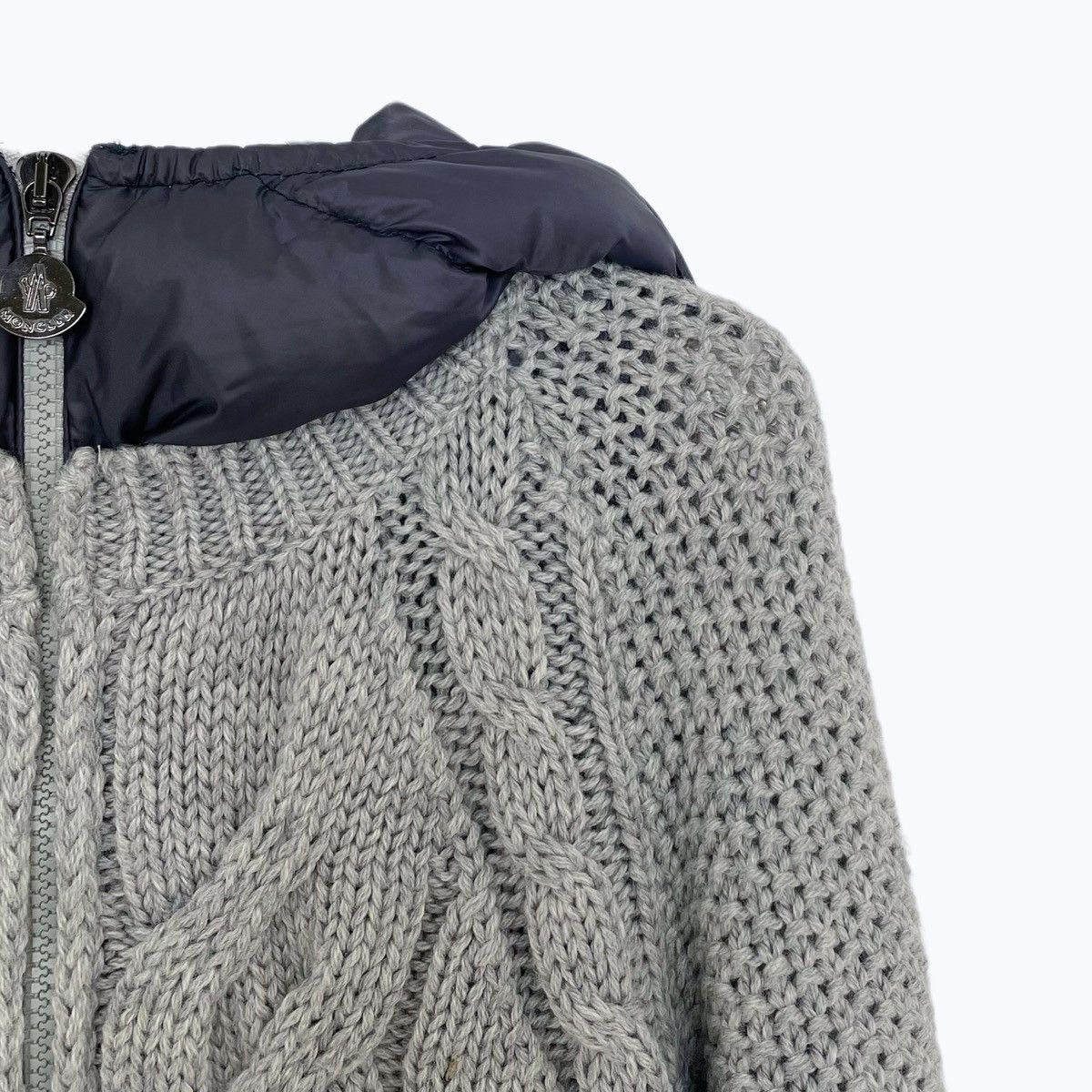 Moncler Moncler Grey Wool Panel Knit Cardigan K26WX Size S / US 4 / IT 40 - 3 Thumbnail