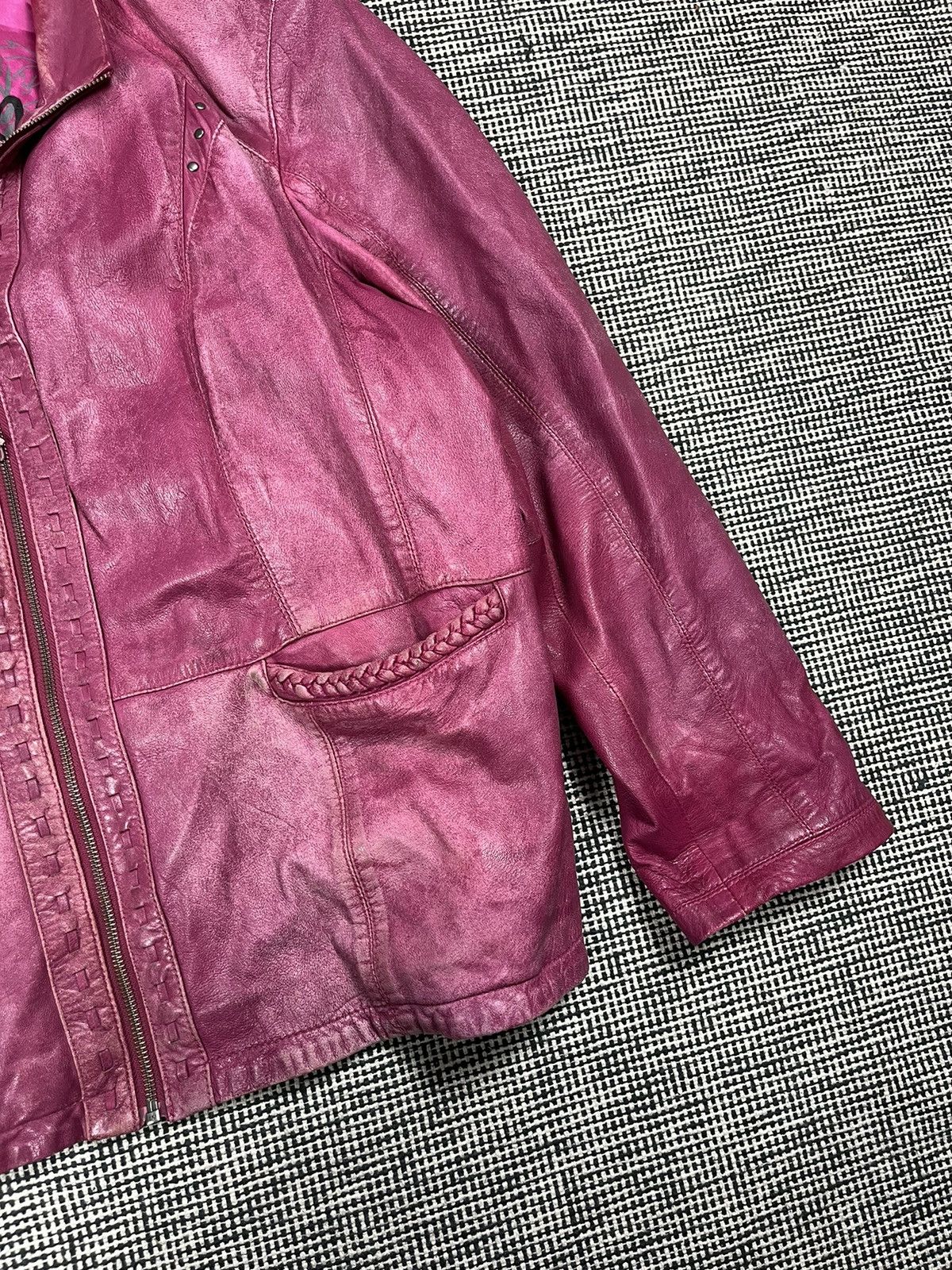 Genuine Leather Distressed vintage oversized cropped pink leather jacket Size US XL / EU 56 / 4 - 7 Thumbnail