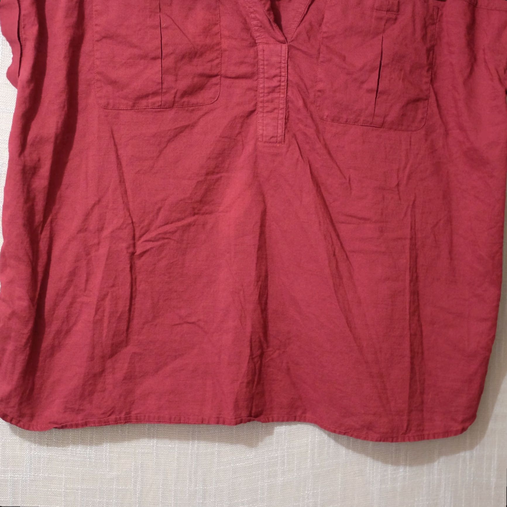 J. Jill J Jill Blouse Shirt Dark Red 2X Women's 100% Cotton Lightweight Dolman Sleeve Pullover Short Sleeve Pockets Size XXL / US 16-18 / IT 52-54 - 6 Thumbnail
