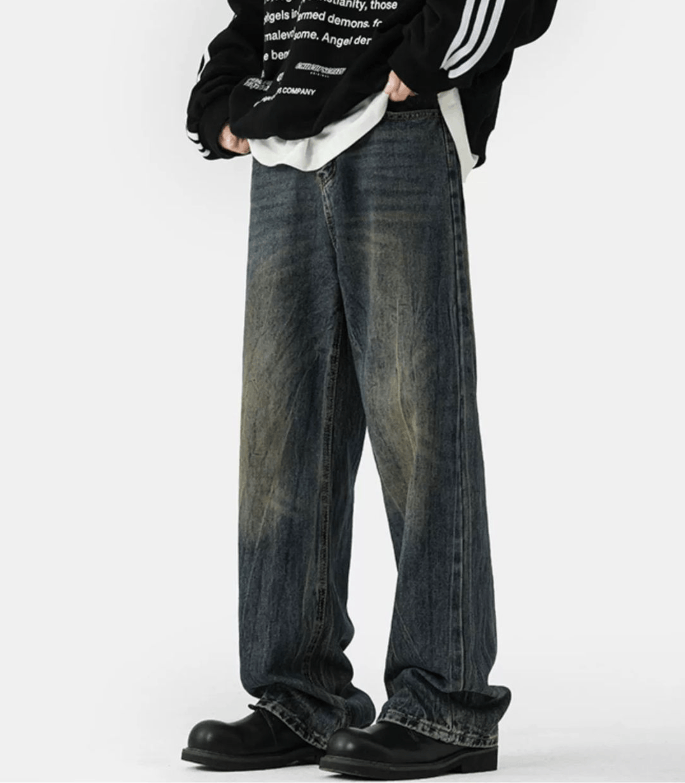 Jean American washed retro men's straight loose flared jeans Size US 32 / EU 48 - 2 Thumbnail