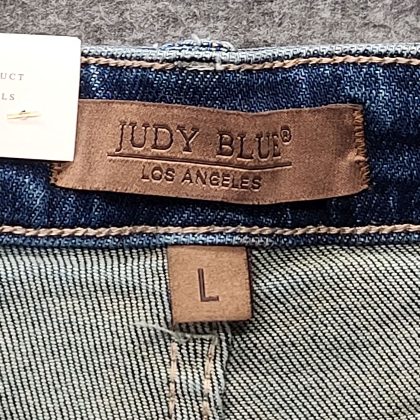 Vintage Judy Blue Shorts Womens L Cut Off Regular High Rise Distressed Stretch Denim 5-Pocket Blue Solid 90s Theme Style Casual Mens Womens Girls Size 36" / US 14 / IT 50 - 3 Thumbnail