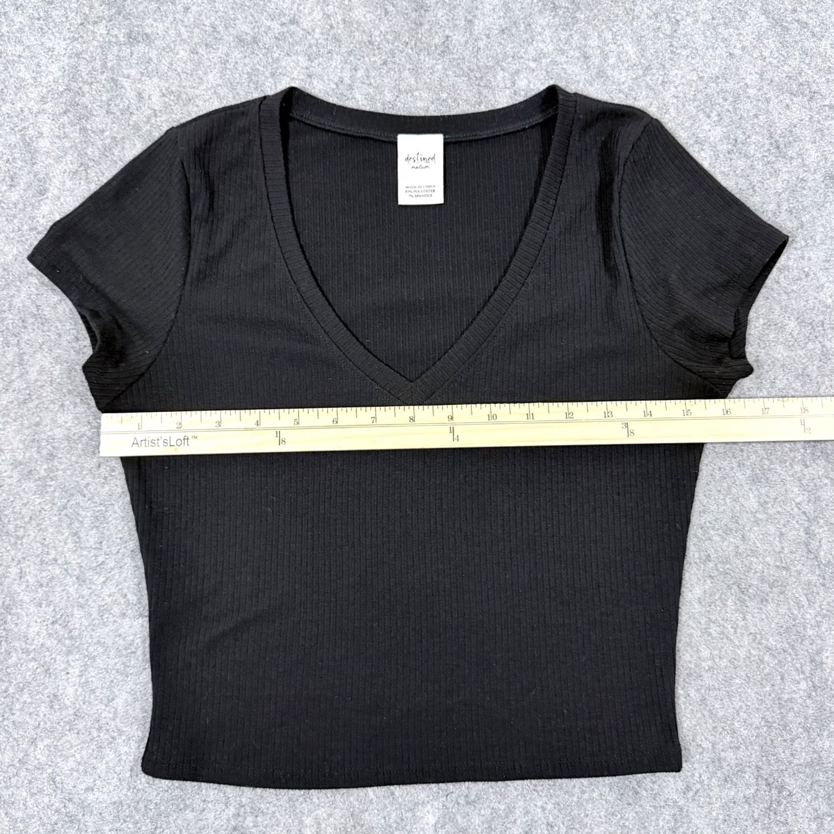destin Destined Casual Stretch Ribbed Pullover Shirt Top Fits Women's Size Medium Black Size M / US 6-8 / IT 42-44 - 6 Thumbnail