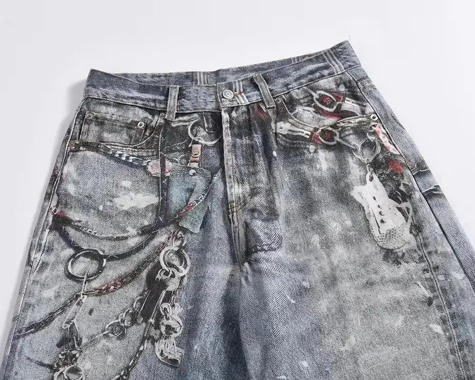 Japanese Brand Streetwear Skull Washed Gothic Baggy Pants Size US 30 / EU 46 - 5 Thumbnail