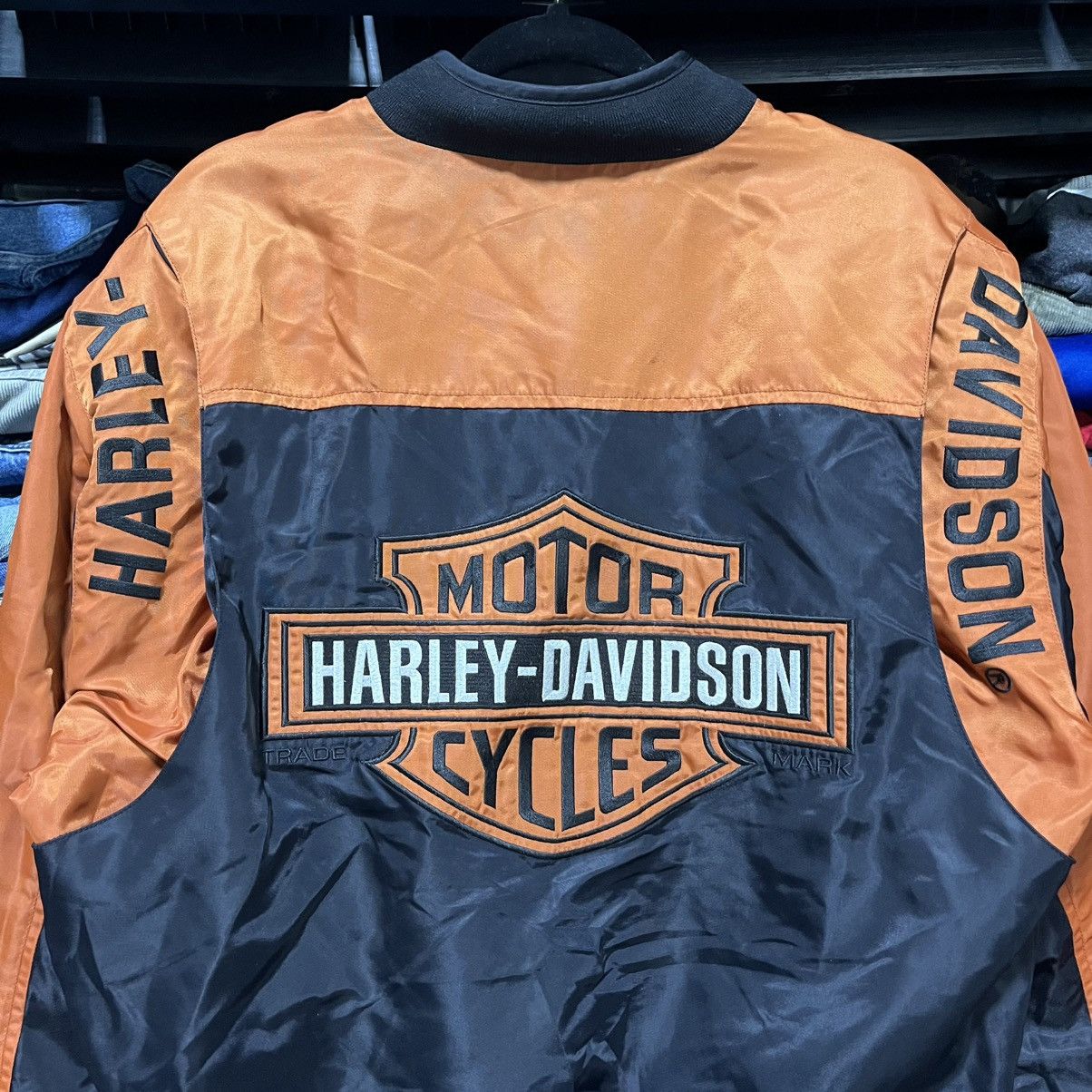 Harley Davidson VINTAGE HARLEY DAVIDSON GRUNGE ORANGE BLACK FULL ZIP JACKET Size US S / EU 44-46 / 1 - 3 Thumbnail