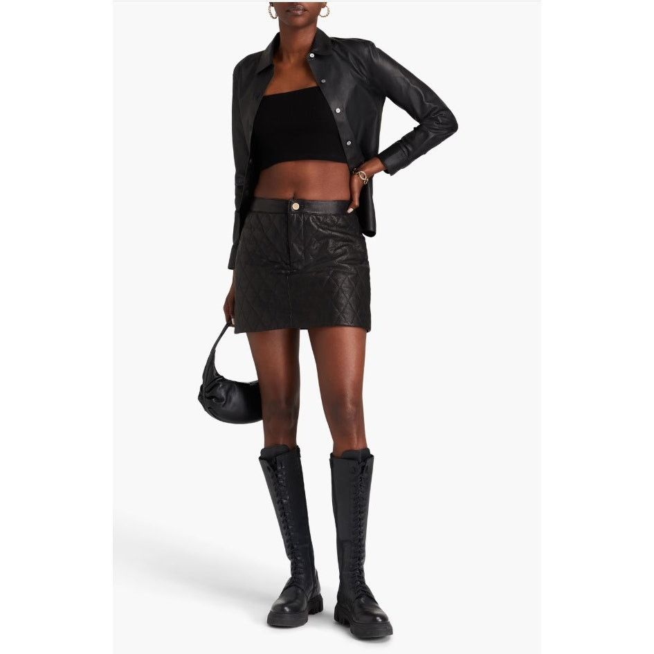 Frame FRAME Quilted Lamb Leather Miniskirt XL Size 32" / US 10 / IT 46 - 8 Thumbnail