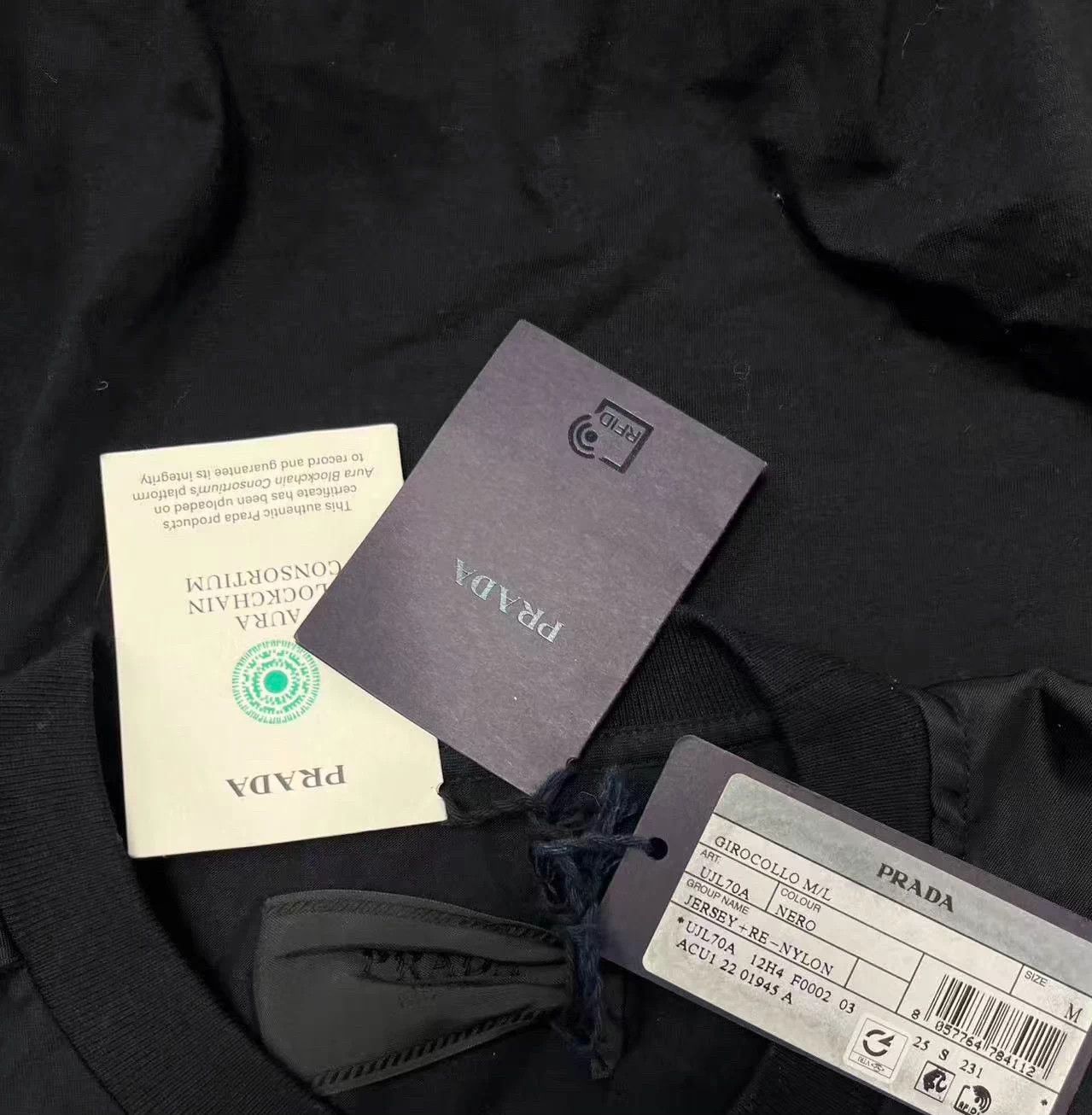 Prada PRADA Men's Black Logo Print Crewneck LS Tee M Size US M / EU 48-50 / 2 - 4 Thumbnail