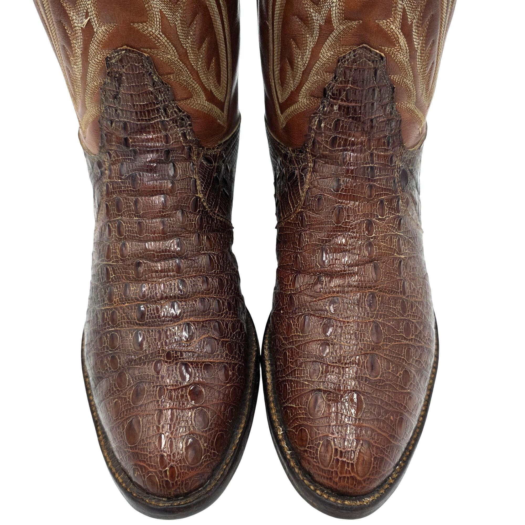 Tony Lama Vintage El Rey Tony Lama HBL Exotic Men 9D Brown Cowboy Boot Size US 9 / EU 42 - 2 Thumbnail