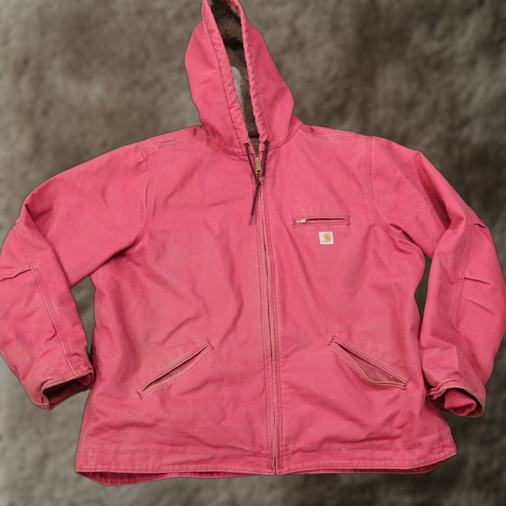 Carhartt VINTAGE Carhartt Sierra Jacket Bomber Hoodie Adult 2XL Red Sherpa Lined Casual Women's Size XXL / US 16-18 / IT 52-54 - 1 Thumbnail