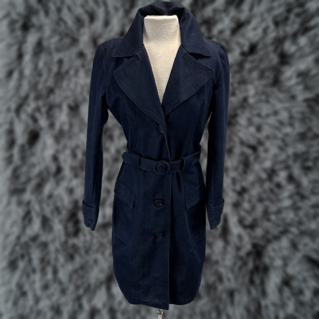 Gap VINTAGE GAP Y2K Denim Duster Trench Coat Long Blue Jean Jacket Women's M Belted Jacket Size 32" / US 10 / IT 46 - 1 Thumbnail