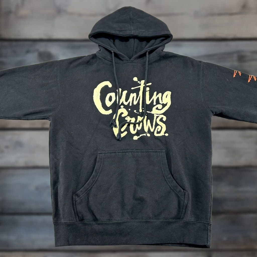 Etro VINTAGE Counting Crows Hoodie Mens M Black Pullover Crew Neck Drawstring Pockets 90s Theme 90s School Mens Size US M / EU 48-50 / 2 - 1 Thumbnail
