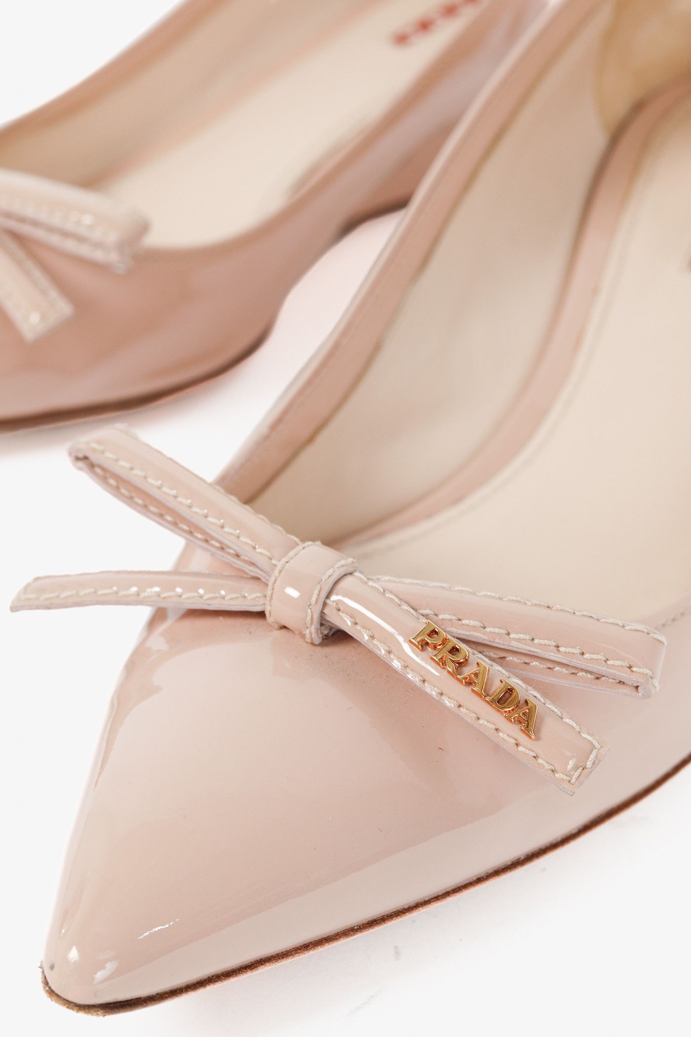 Prada Prada Blush Vernice Bow Pointed-Toe Wedges Size US 8 / IT 38 - 7 Thumbnail