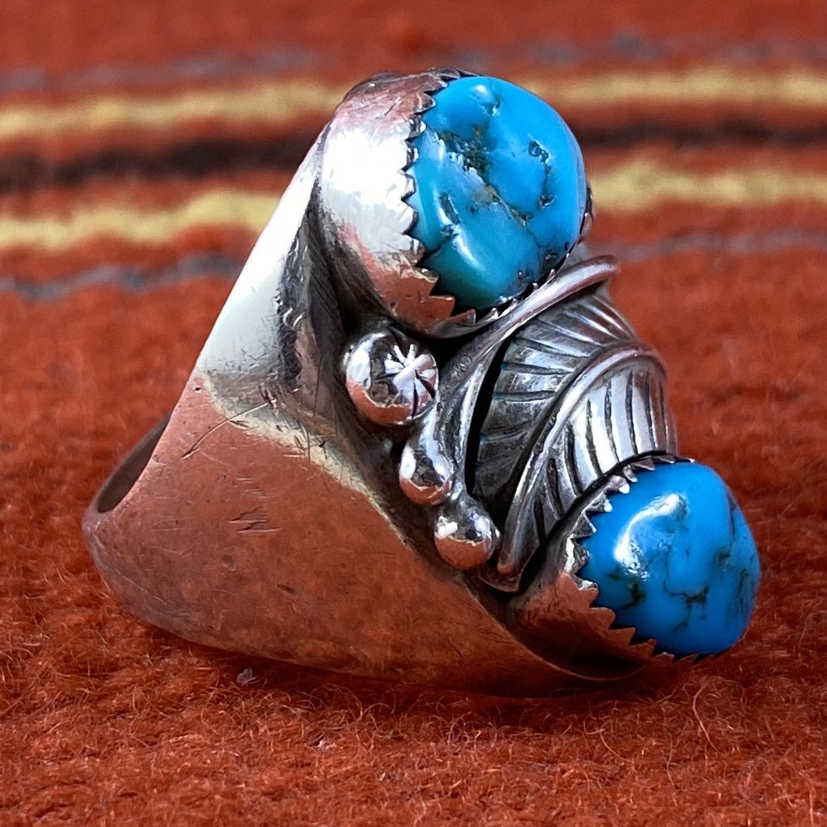 Kapital × Vintage Vtg Navajo Sterling Turquoise Cabochon Chunky Signet Ring Size ONE SIZE - 2 Thumbnail