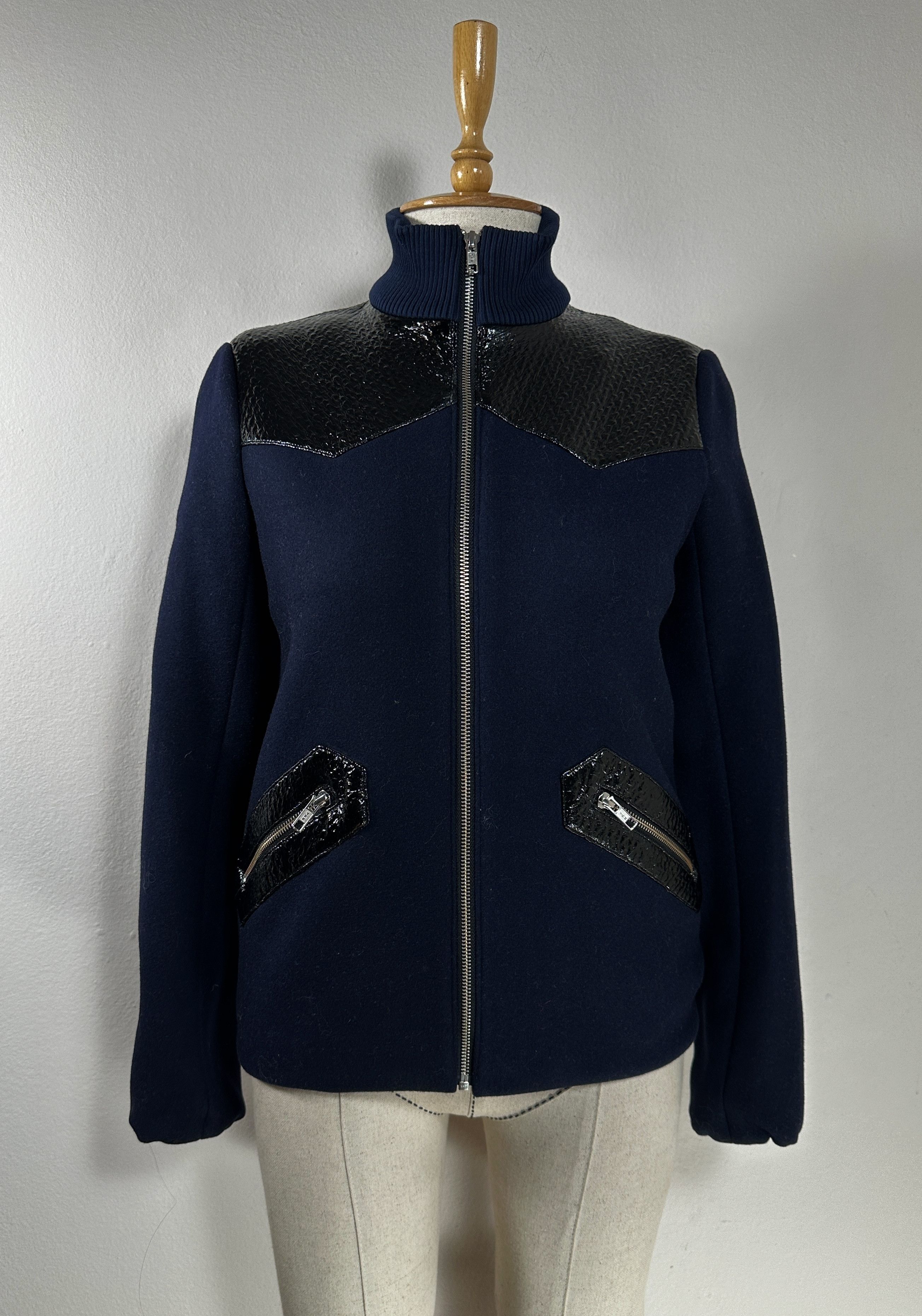 image of Maje Navy Wool Jacket in Blue Navy, Women's (Size XS)