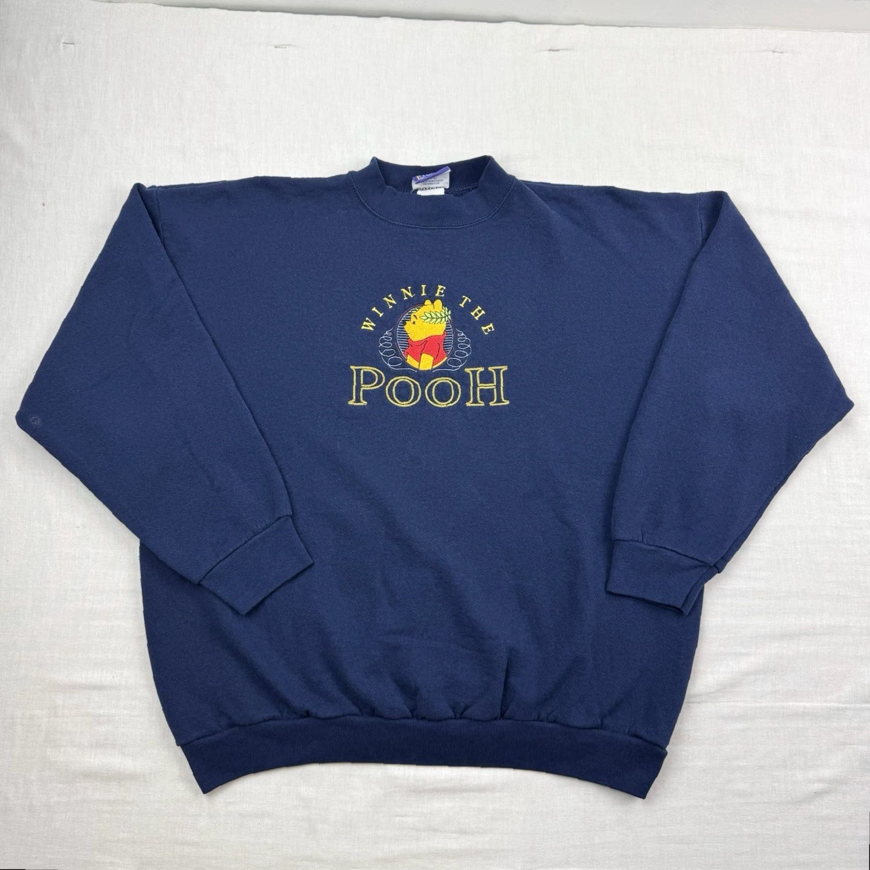 Disney VINTAGE Winnie the Pooh Sweatshirt Women XL Blue Embroidered Disney World 90s Pullover Crew Neck Mens Womens Size XL / US 12-14 / IT 48-50 - 2 Thumbnail