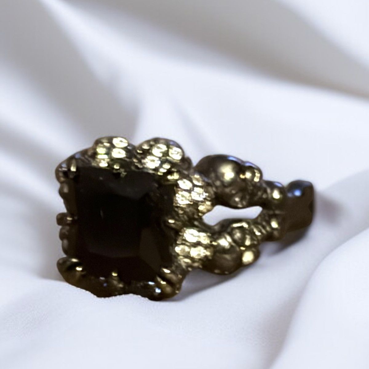 Other Gothic dark silver tone black princess cut skull ring Size ONE SIZE - 9 Thumbnail