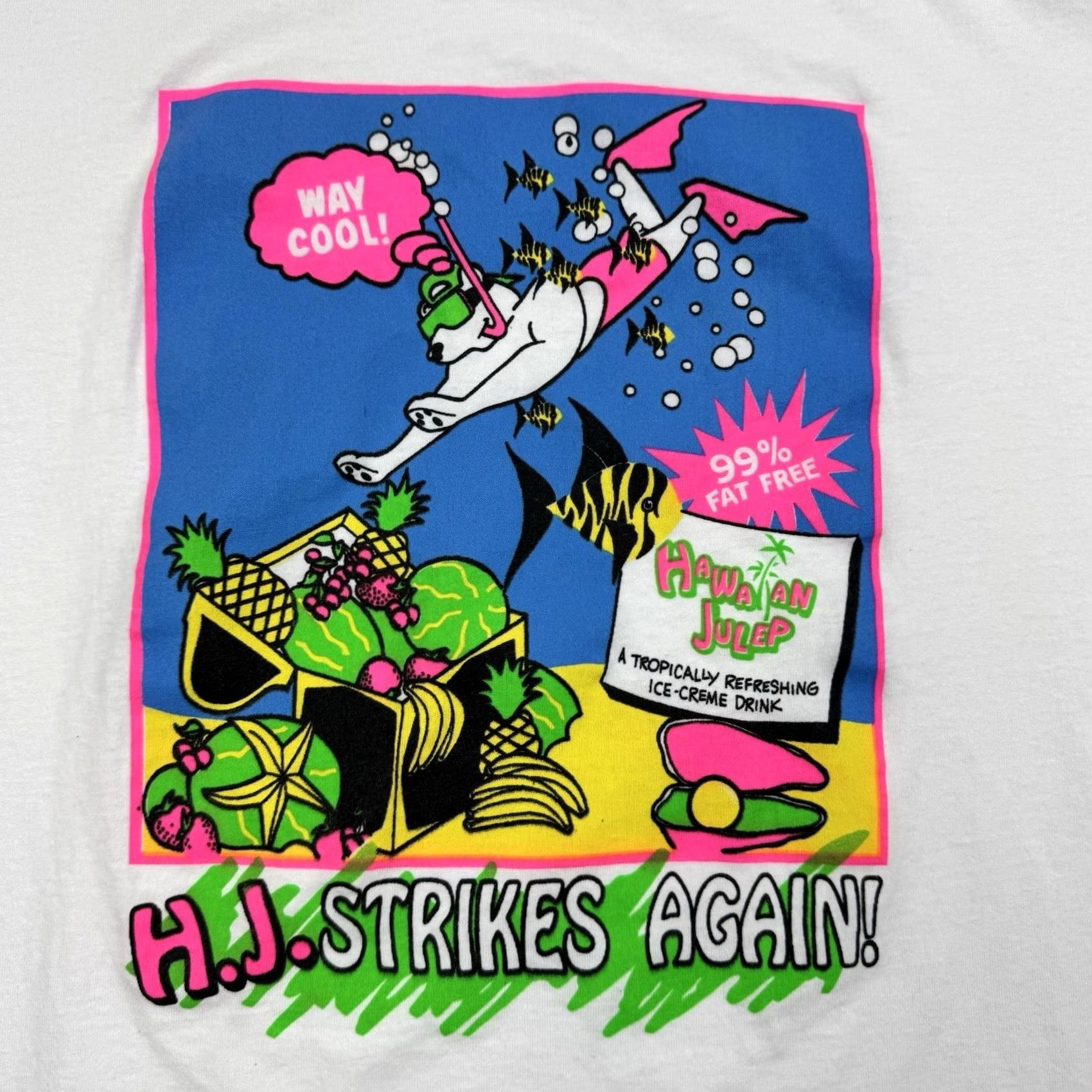 Vintage VINTAGE Screen Stars T-Shirt Adult XL White 90s Cartoon Animal Hawaiian Julep Promo Tee Shirts Tee Size US XL / EU 56 / 4 - 3 Thumbnail