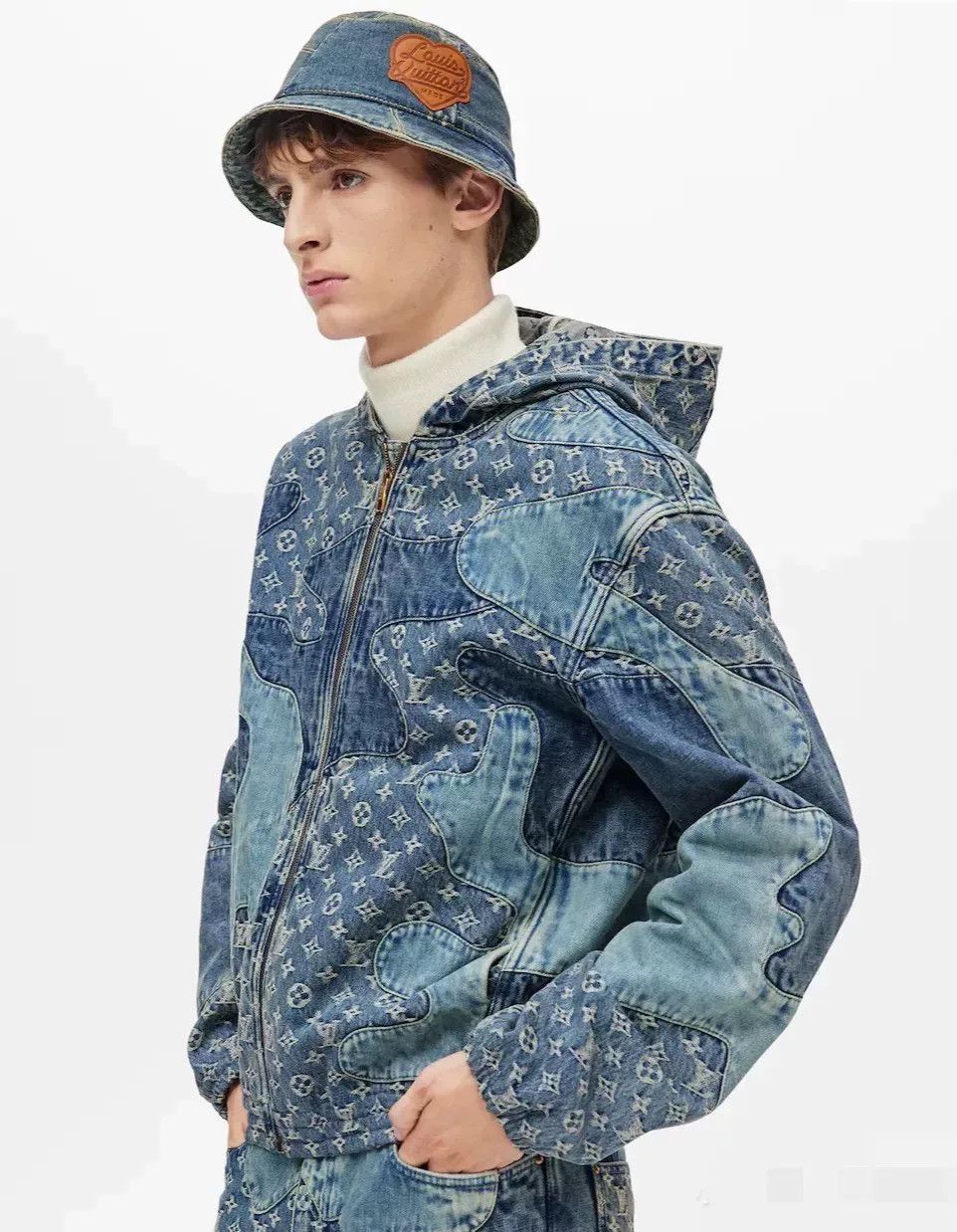 Louis Vuitton × Nigo LOUIS VUITTON NIGO PATCH ZIP DENIM HOODED