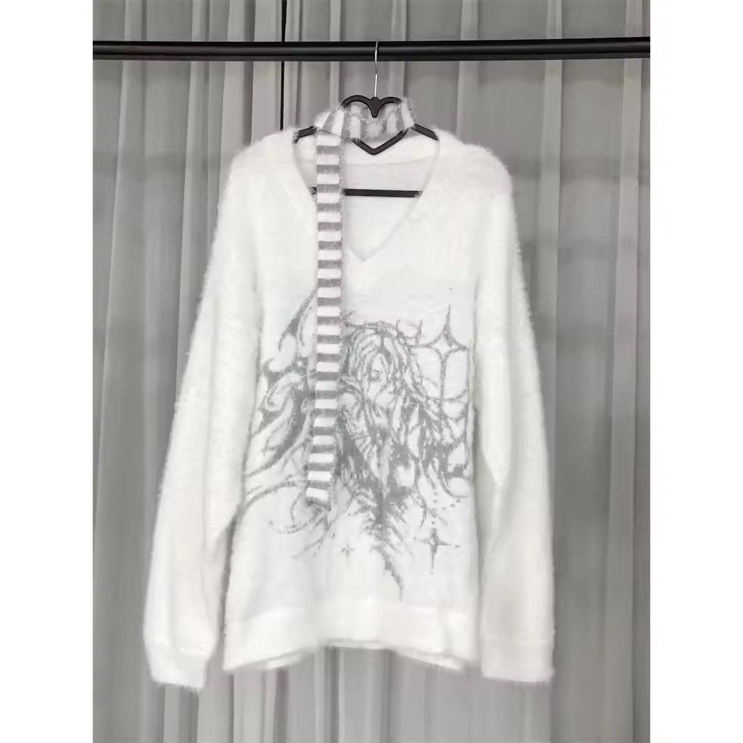 Japanese Brand Korean V-neck Loose Harajuku Knitted Pullovers Sweaters Size M / US 6-8 / IT 42-44 - 1 Thumbnail