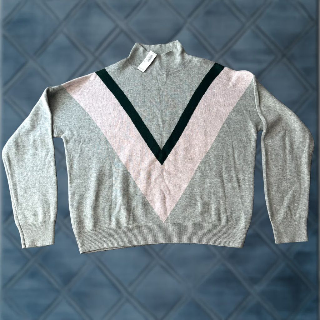 Old Navy Old Navy Sweater Mens Small Gray Pink Colorblock Turtleneck Pullover Size US S / EU 44-46 / 1 - 1 Thumbnail