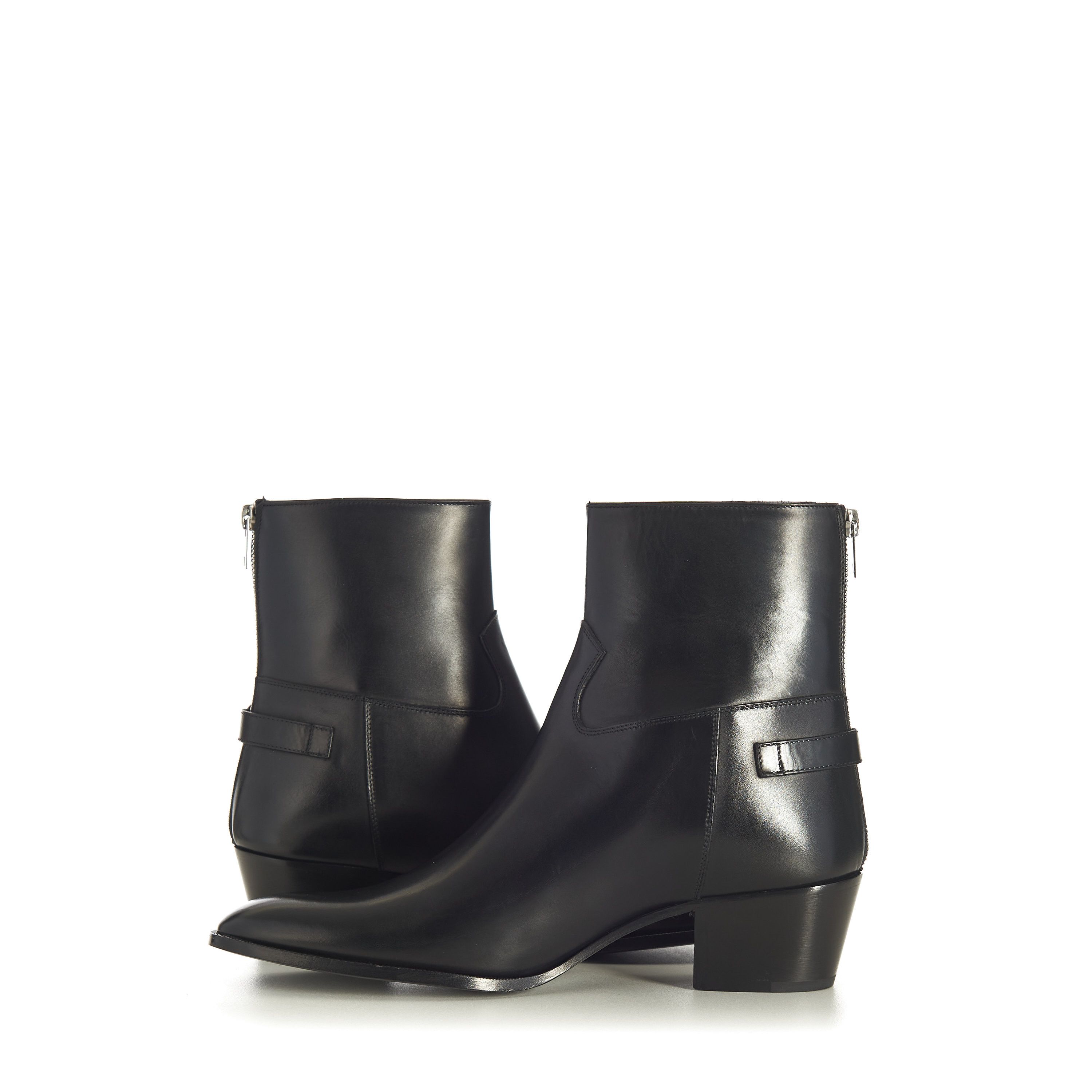 Celine Black Leather Zipped Isaac Ankle Boots - Back Buckle Size US 9 / EU 42 - 9 Thumbnail