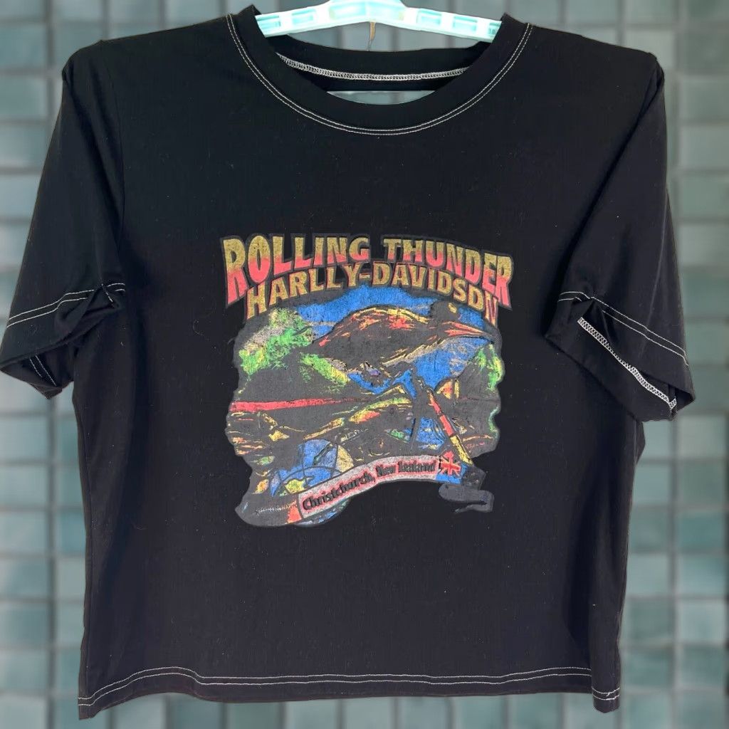 Harley Davidson VINTAGE Harley-Davidson Rolling Thunder Christchurch New Zeeland Adult Size XL Black T-Shirt Women Size XL / US 12-14 / IT 48-50 - 1 Thumbnail
