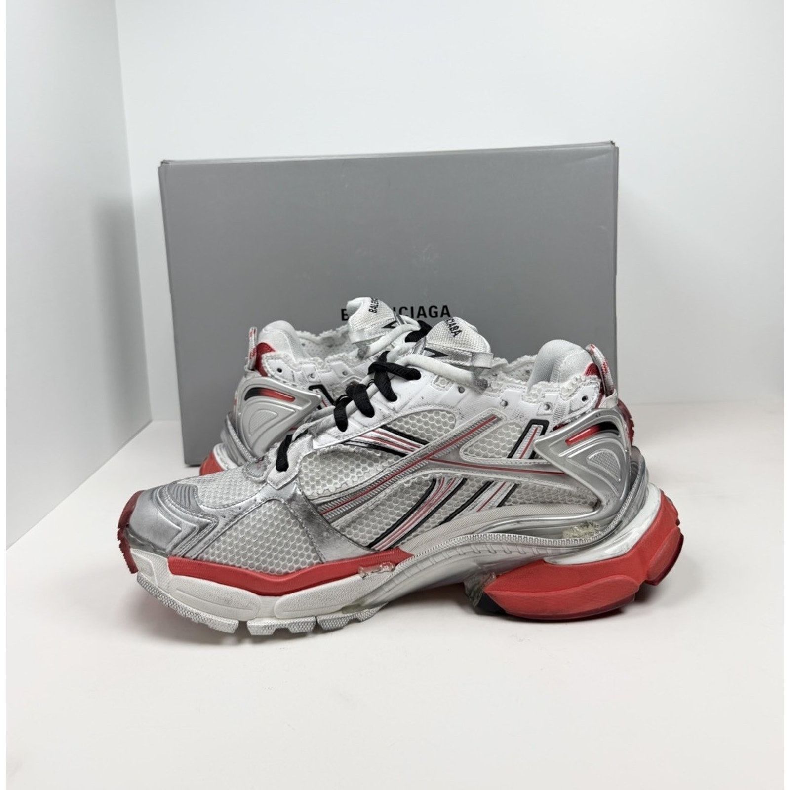 Balenciaga Size 46EU/13US - Balenciaga Runner White Red Black NEW Size US 13 / EU 46 - 5 Thumbnail