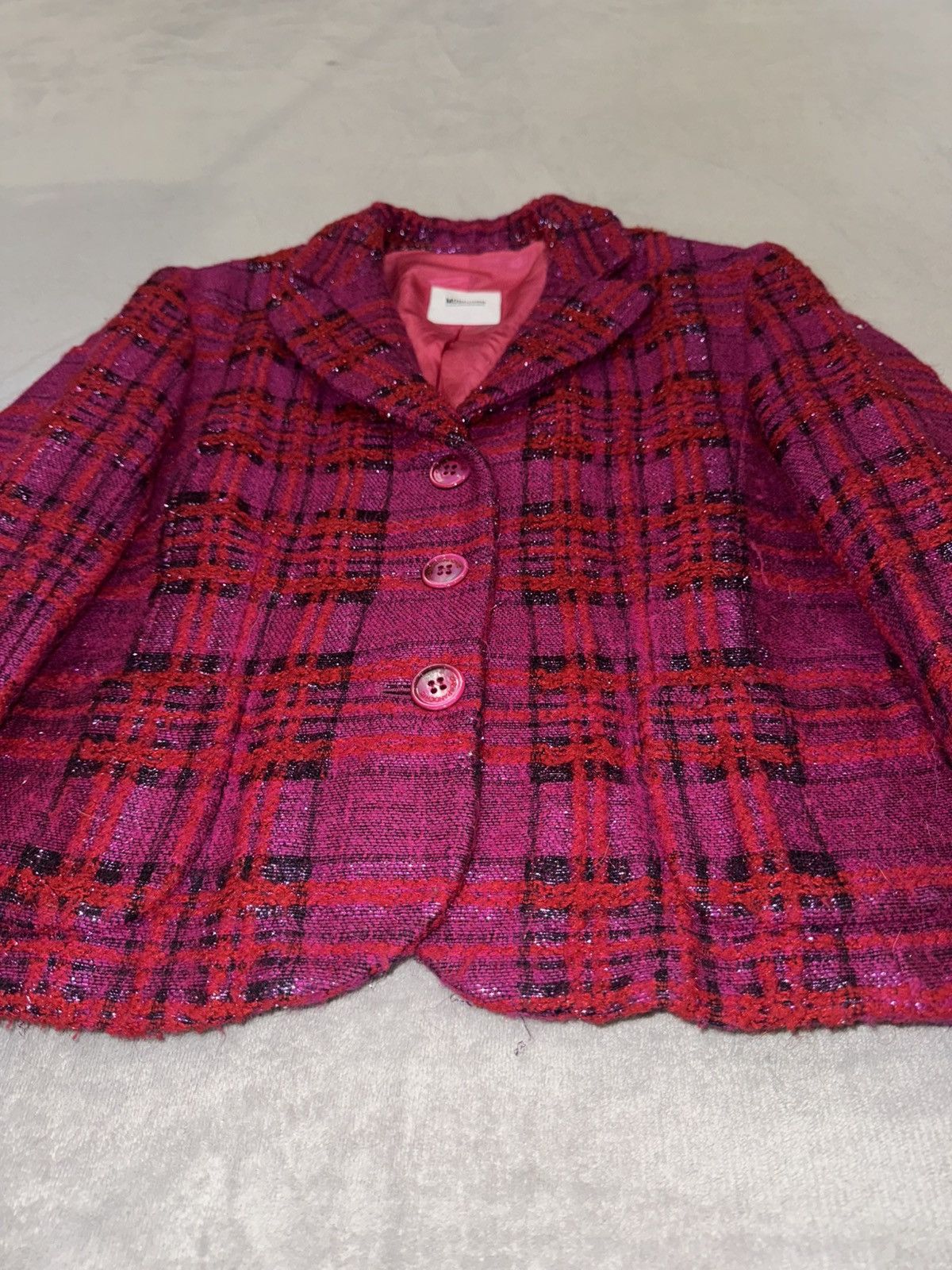 Moschino Moschino Cheap and Chic Cropped Tweed Blazer – Red Check Size S / US 4 / IT 40 - 2 Thumbnail