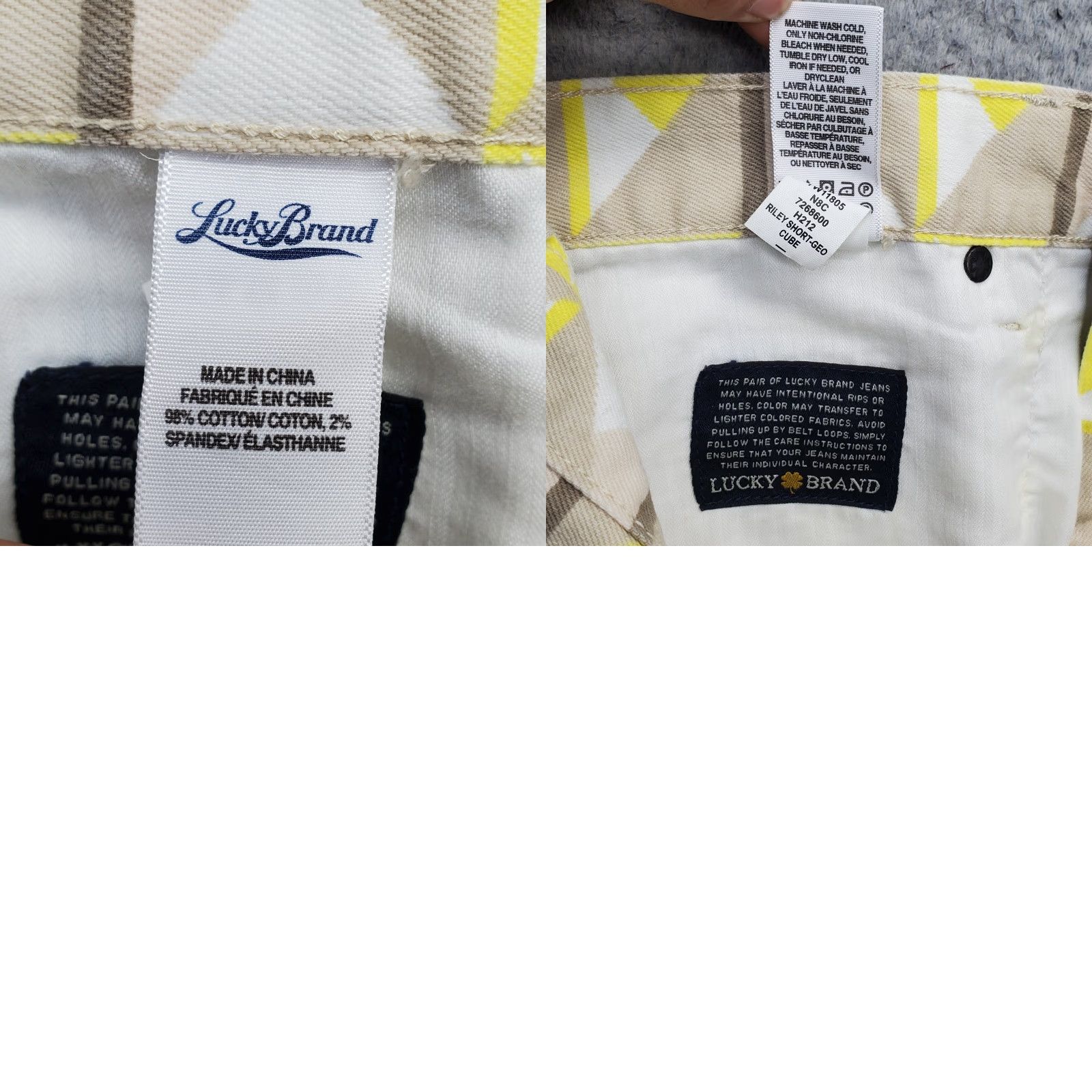 Lucky Brand Lucky Brand Riley Shorts Womens 10 Geometric Summer Comfort Fit Denim 5-Pocket Casual Travel White? Size 32" / US 10 / IT 46 - 8 Thumbnail