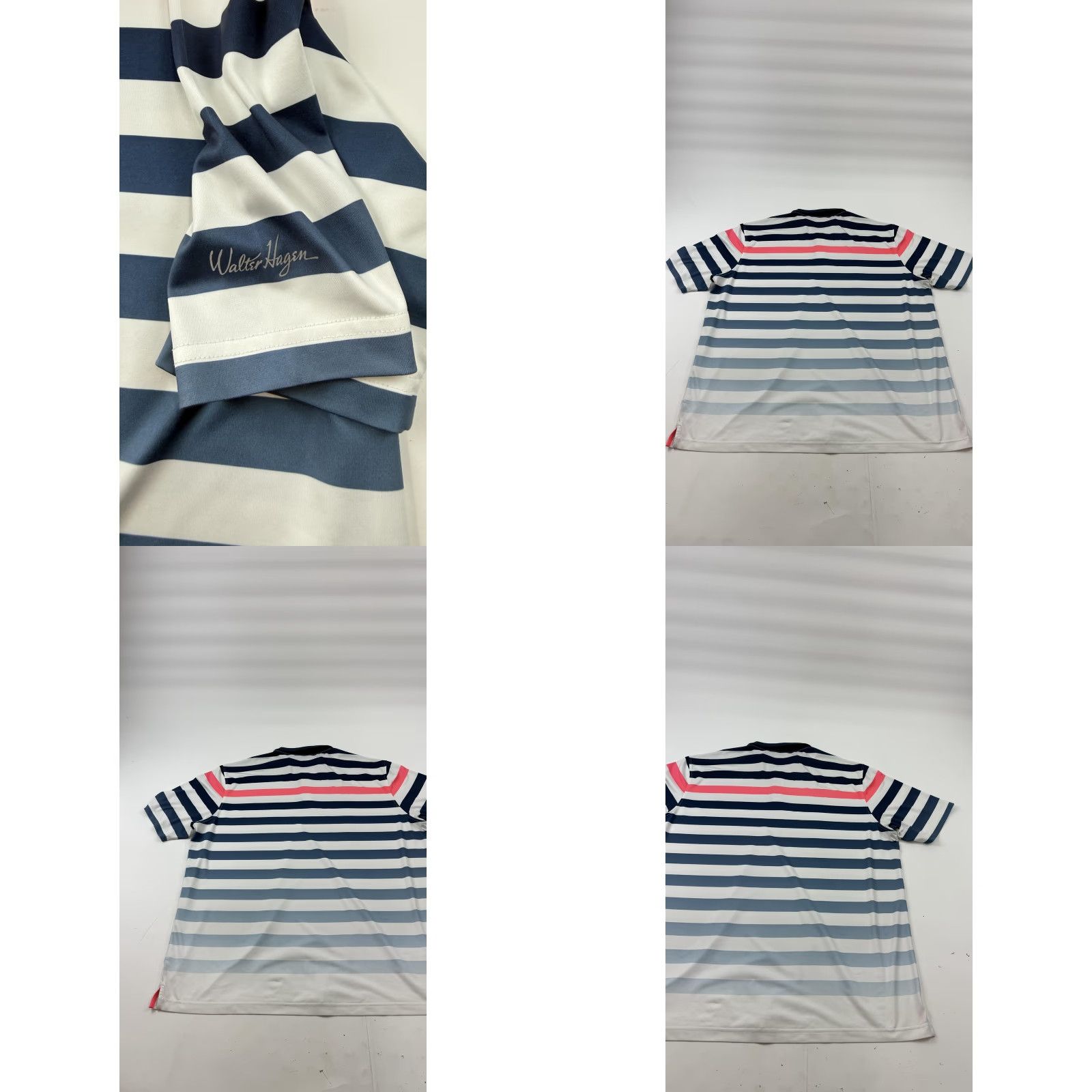 Vintage Walter Hagen Polo Shirt Mens 2XL Navy White Pink Stripe Golf Performance Stretch Size US XXL / EU 58 / 5 - 8 Thumbnail
