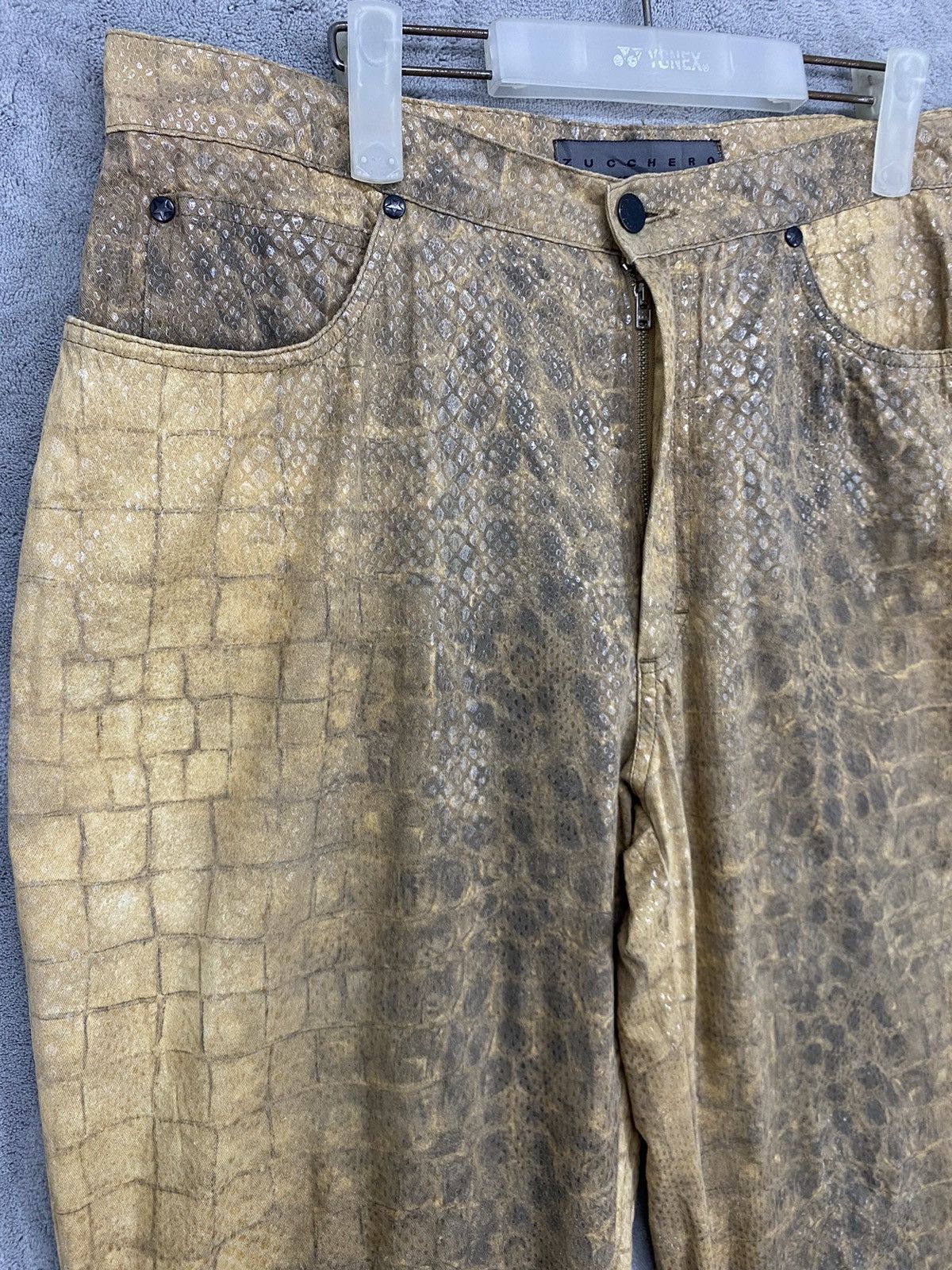 Vintage Y2K VINTAGE FEATHER CROCODILE PANTS PRINT MADE IN ITALY Size US 34 / EU 50 - 4 Thumbnail