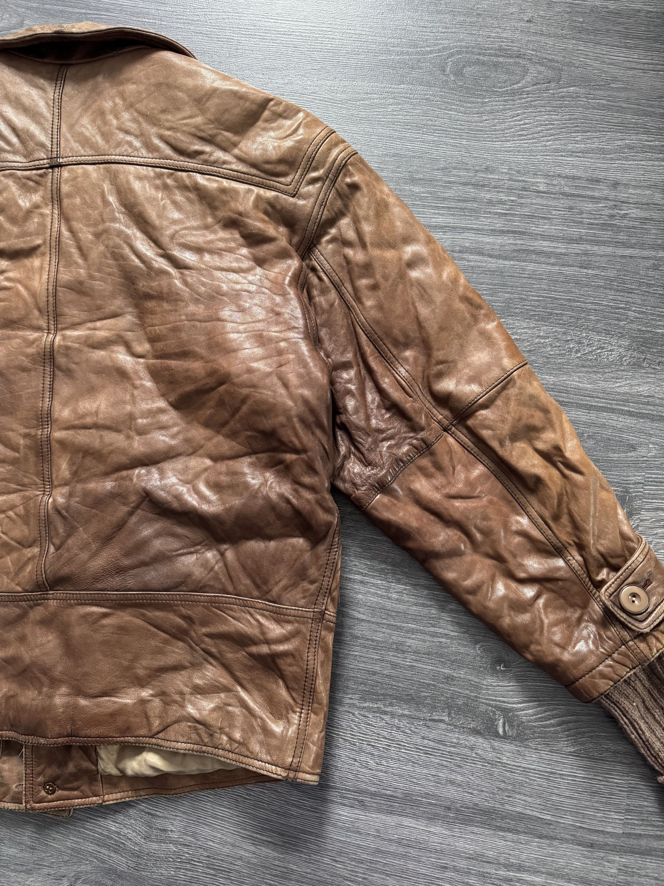 Vintage Vintage 80s La Matta Brown Leather Jacket – Italian Retro Size US L / EU 52-54 / 3 - 5 Thumbnail