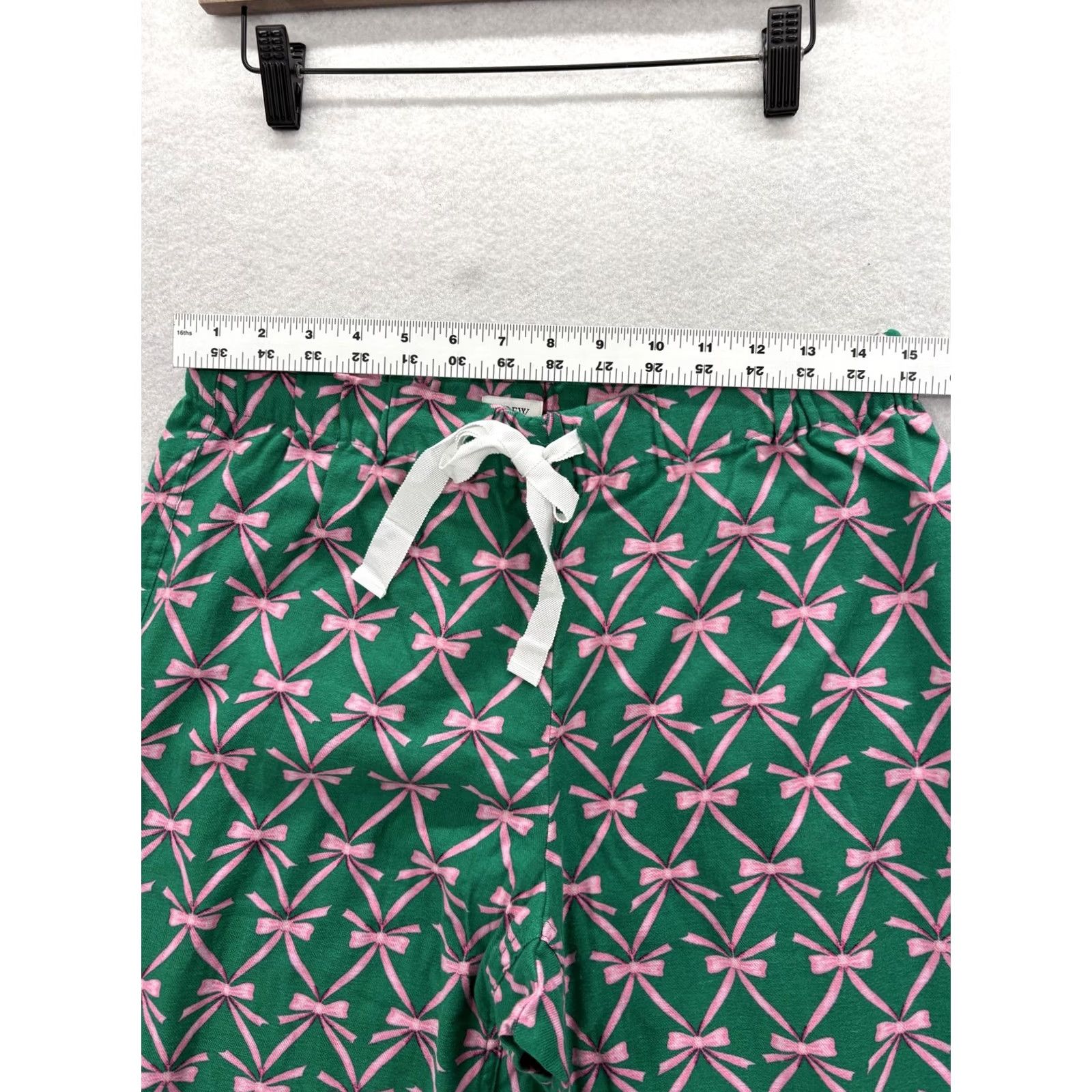 J.Crew J.CREW Flannel Pajama Pants Womens S Green Pink Bow Print Drawstring Lounge Size 28" / US 6 / IT 42 - 6 Thumbnail