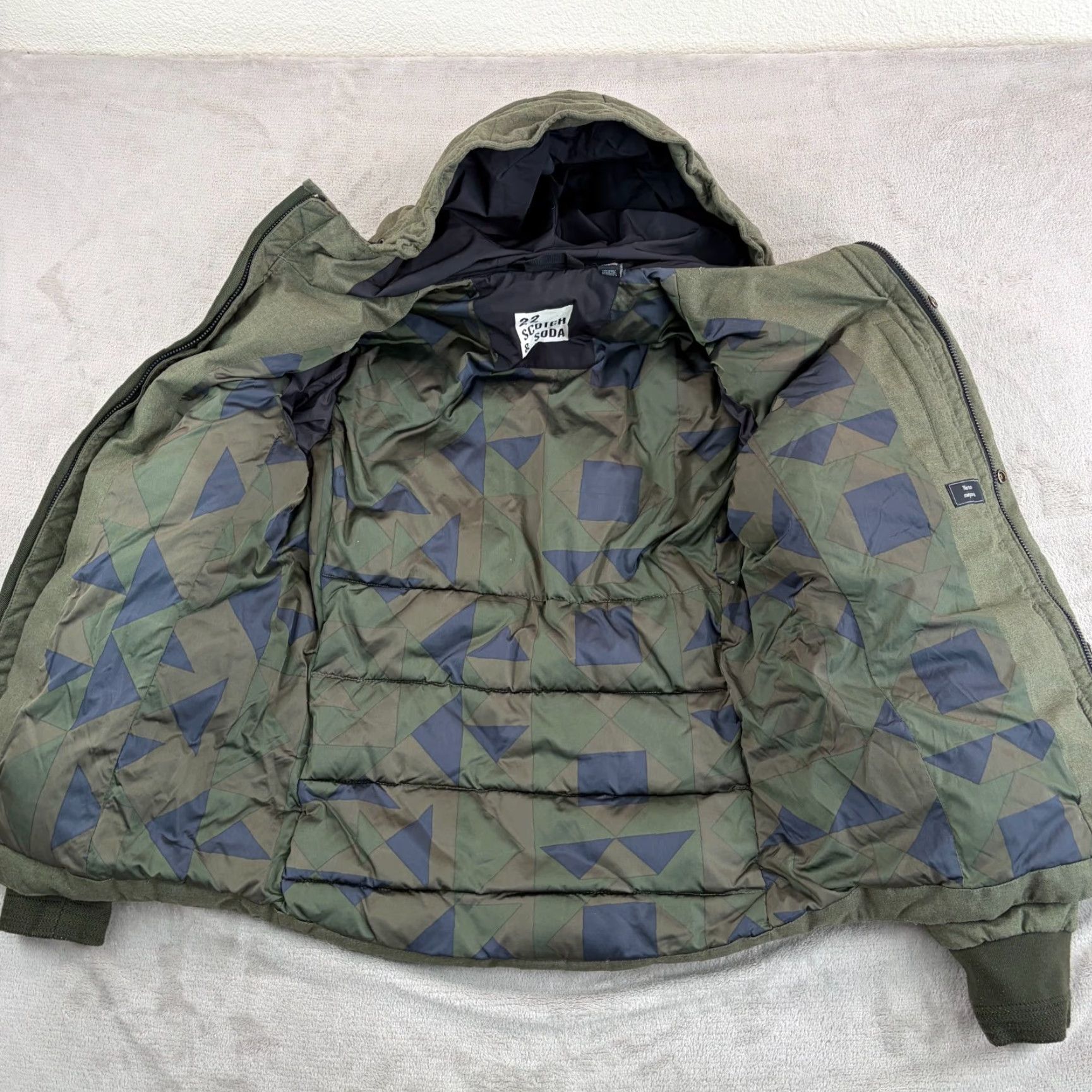 Scotch & Soda SCOTCH & SODA Full Zip Hooded Snow Jacket Large Olive Chore Pockets Insulated Size US L / EU 52-54 / 3 - 6 Thumbnail