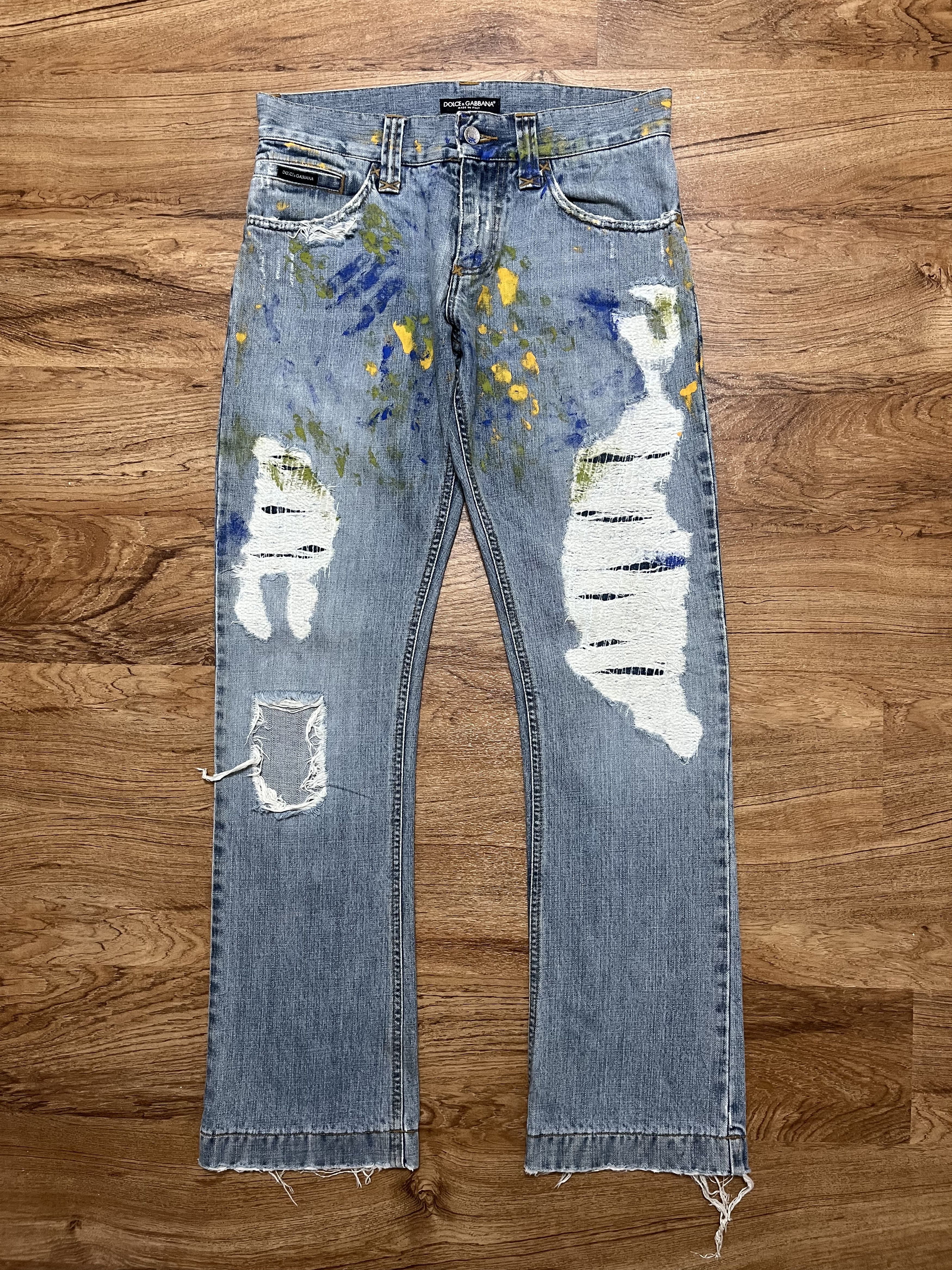 Dolce & Gabbana Dolce & Gabbana "DG" Messy Painted Distressed Jeans Size US 32 / EU 48 - 1 Thumbnail