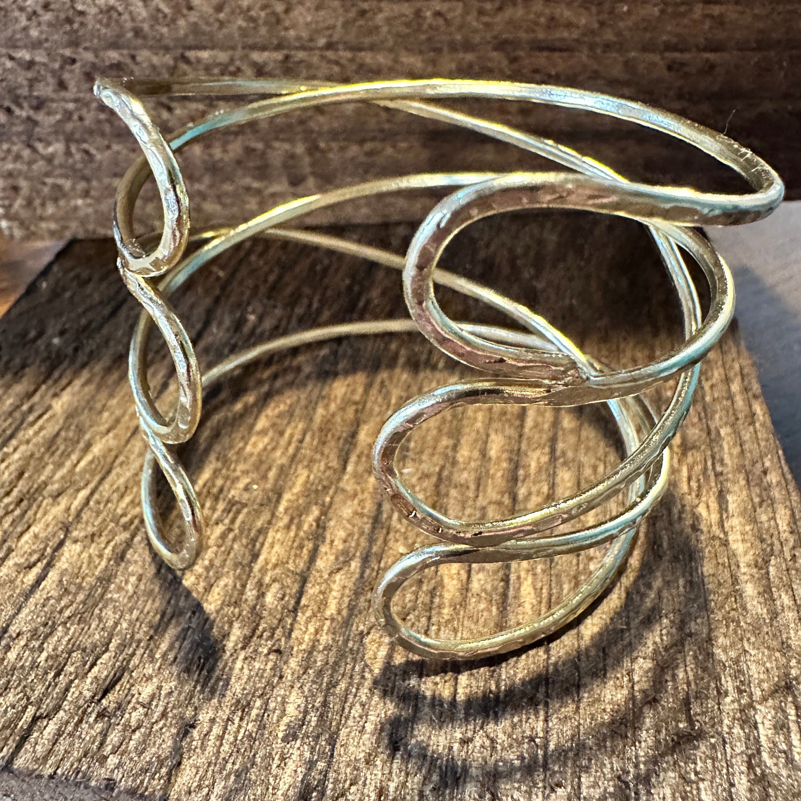 Other Handcrafted Boho Gold Plated Adjustable Wide Cuff X Bracelet Size ONE SIZE - 8 Thumbnail