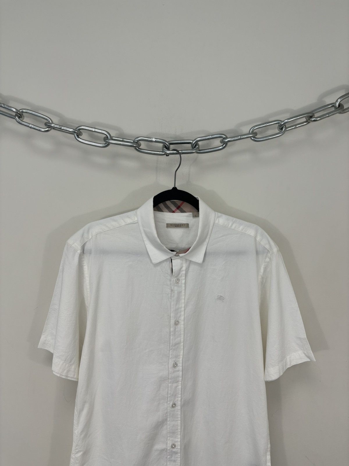 Burberry Burberry Men’s White Nova Check Luxury Short Sleeve Shirt Size US L / EU 52-54 / 3 - 3 Thumbnail