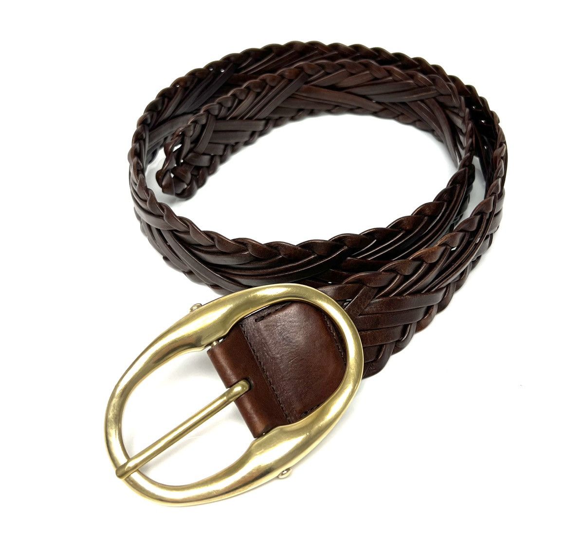Yves Saint Laurent YVES SAINT LAURENT GOLD TONE BUCKLE W/ BRAIDED LEATHER BELT Size ONE SIZE - 1 Thumbnail
