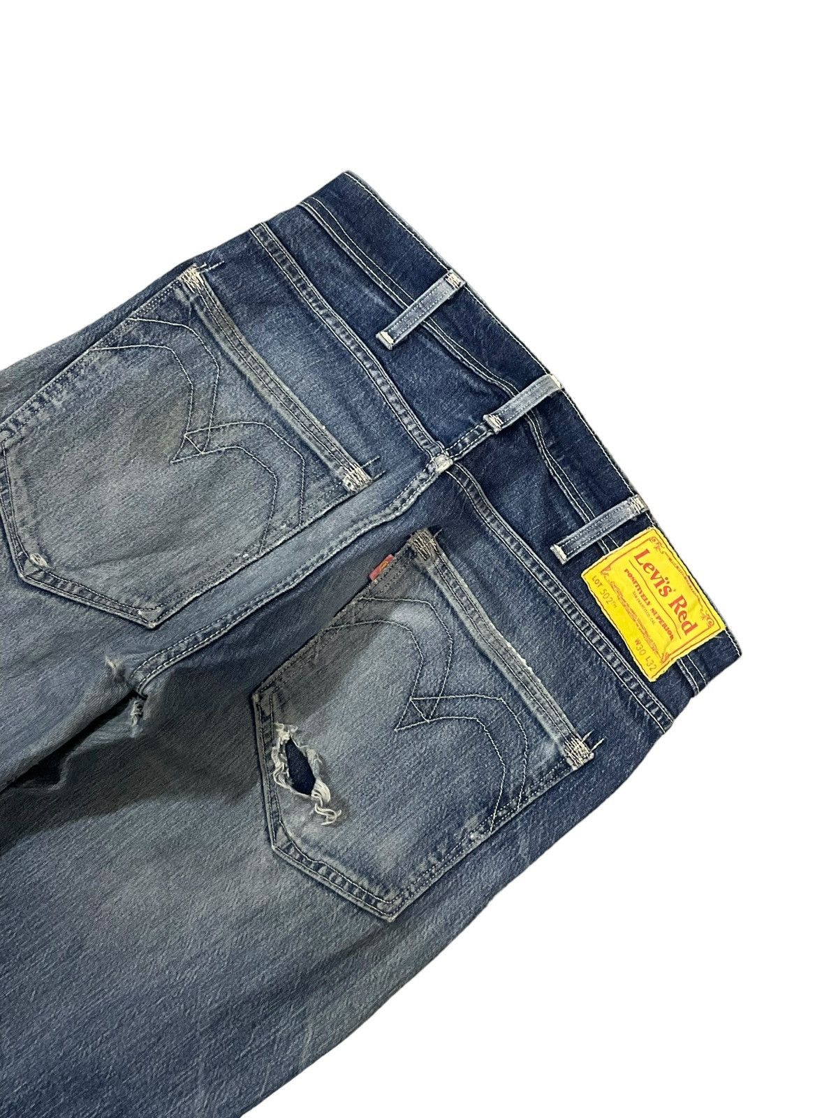 Levi's Vintage Levi’s Red 502 Blue Wash Grunge Style Ripped Jeans Size US 31 - 7 Thumbnail