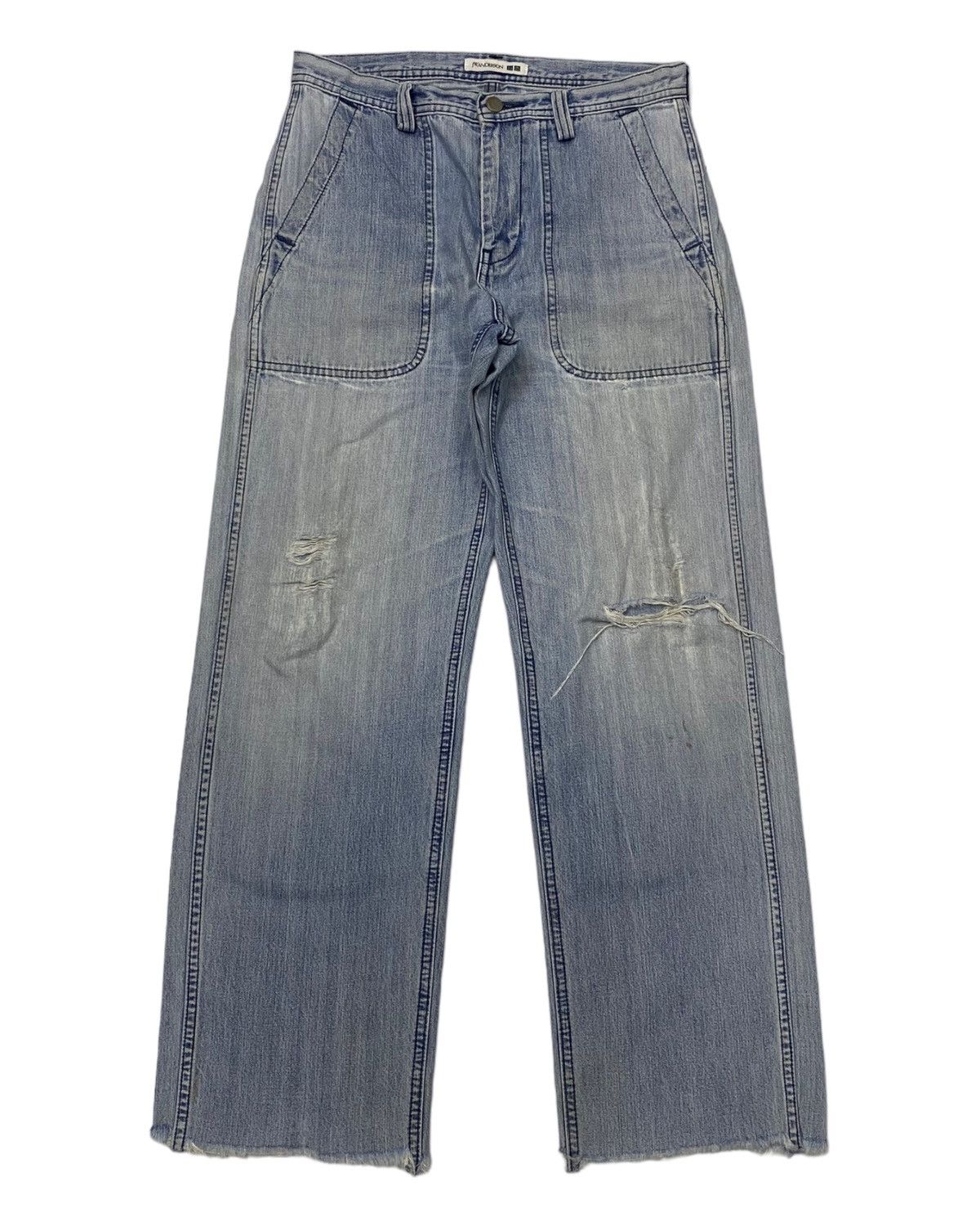 JW Anderson 🔥J.W. ANDERSON DISTRESSED WIDE FIT CUT LEG DENIM JEANS Size US 30 / EU 46 - 1 Thumbnail