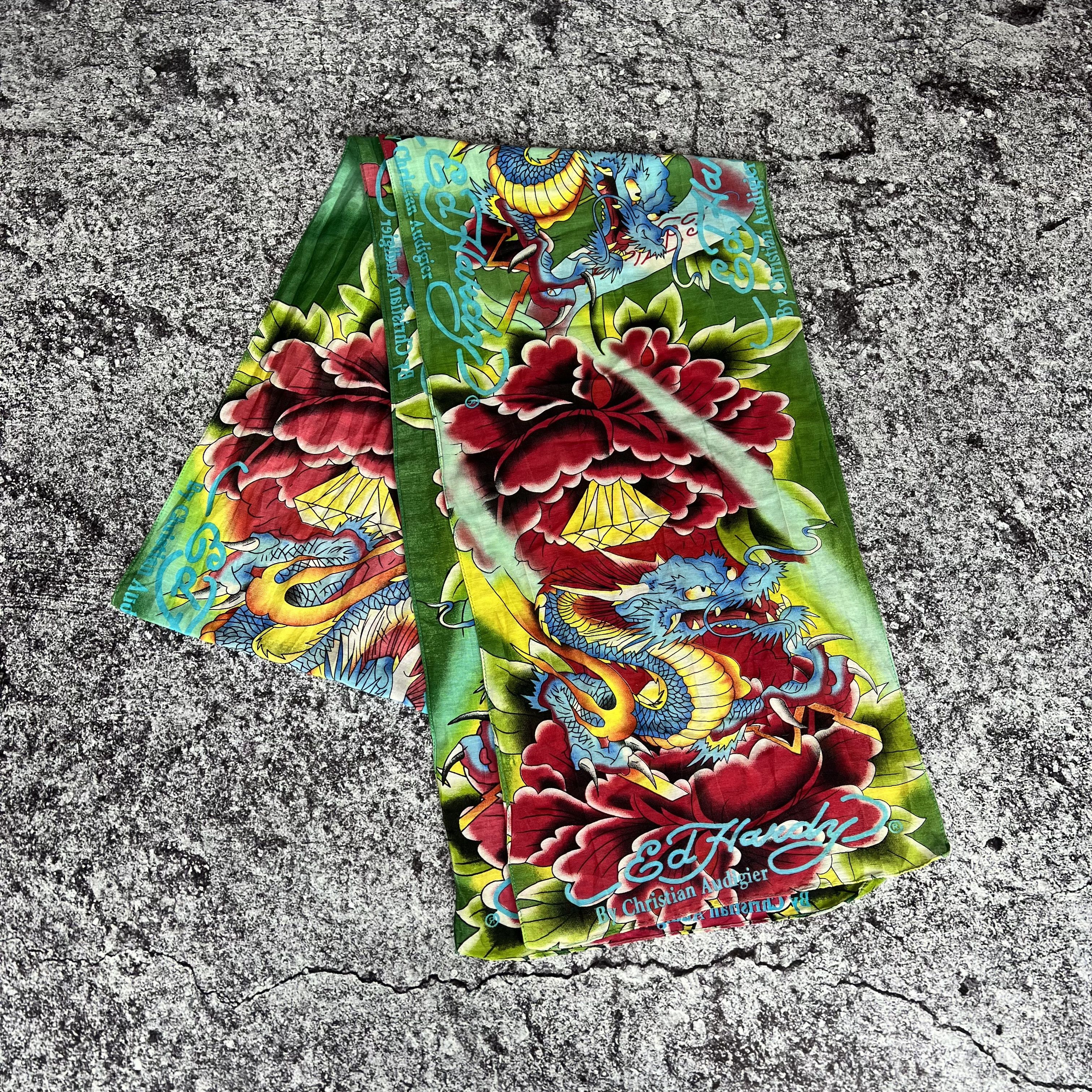 Christian Audigier Ed Hardy by Christian Audigier Skarf Silk Big Logo 210x30 cm Size ONE SIZE - 2 Thumbnail